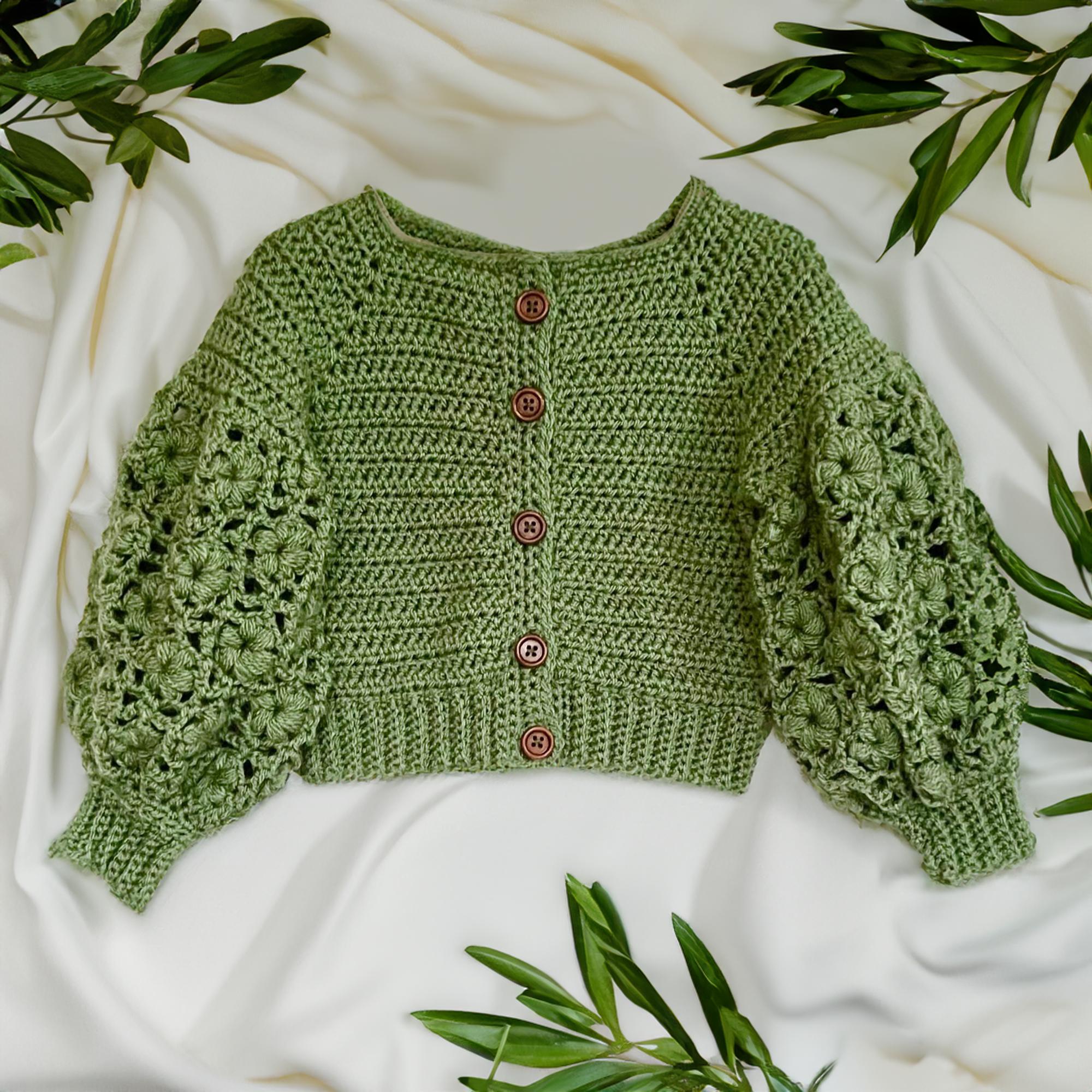 Cherry Puff Sleeve Buttoned Baby Cardigan