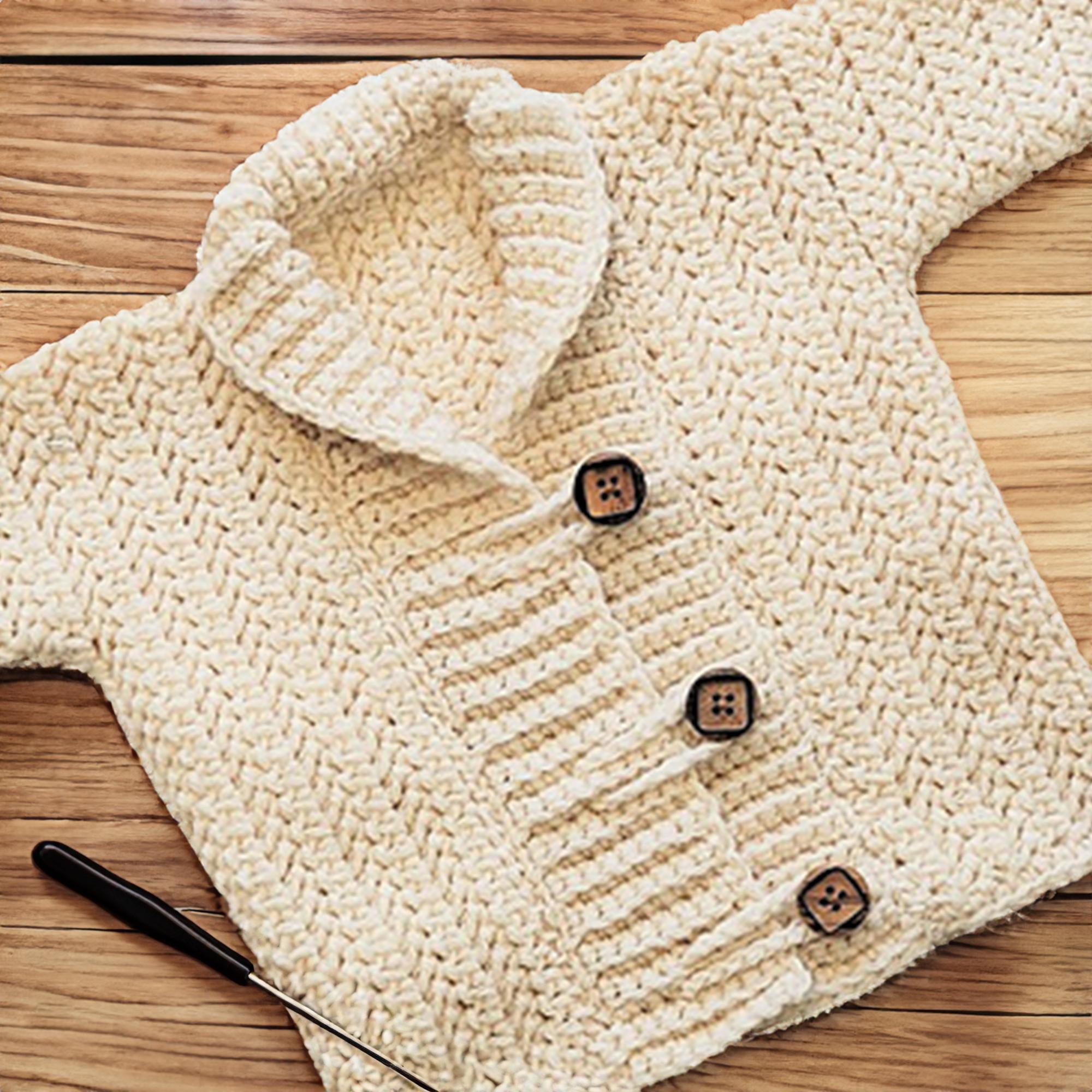 Rustic Charm Shawl Collar Buttoned Baby Cardigan