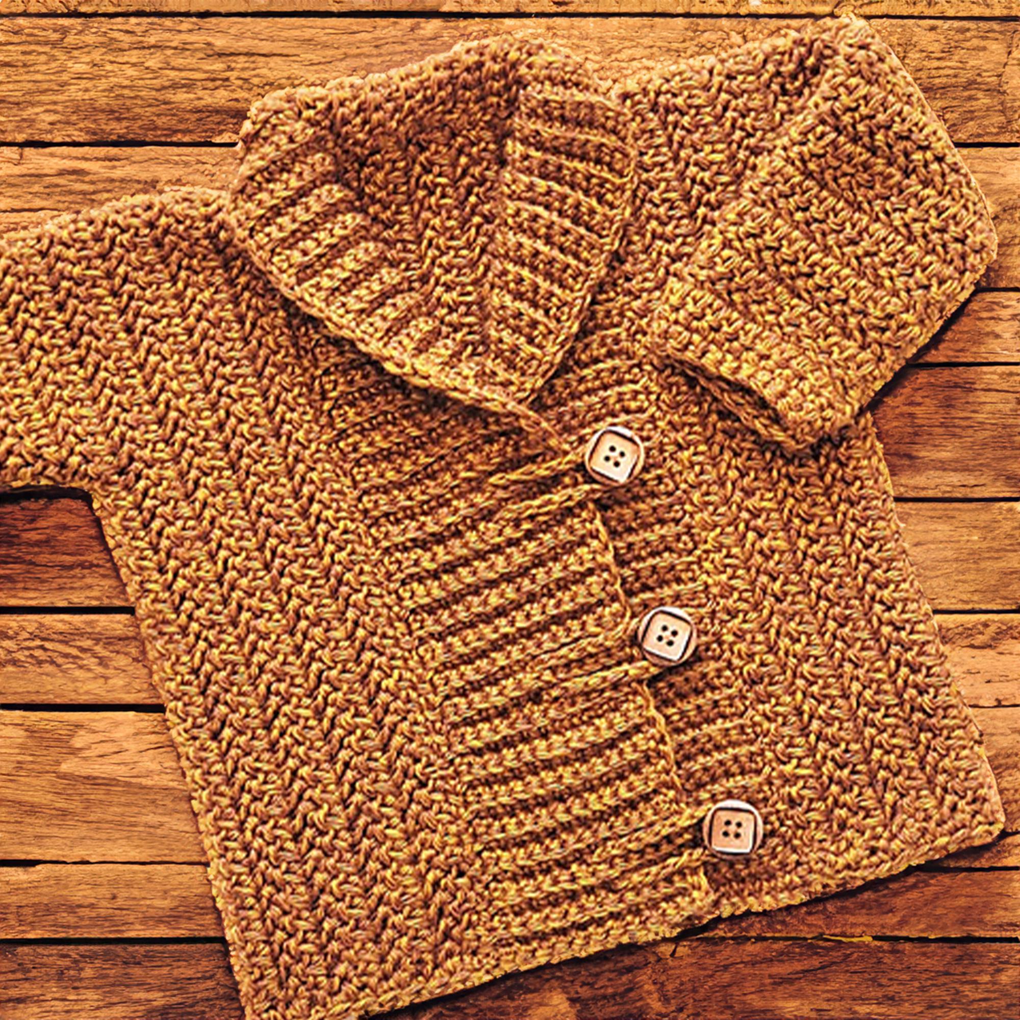 Rustic Charm Shawl Collar Buttoned Baby Cardigan
