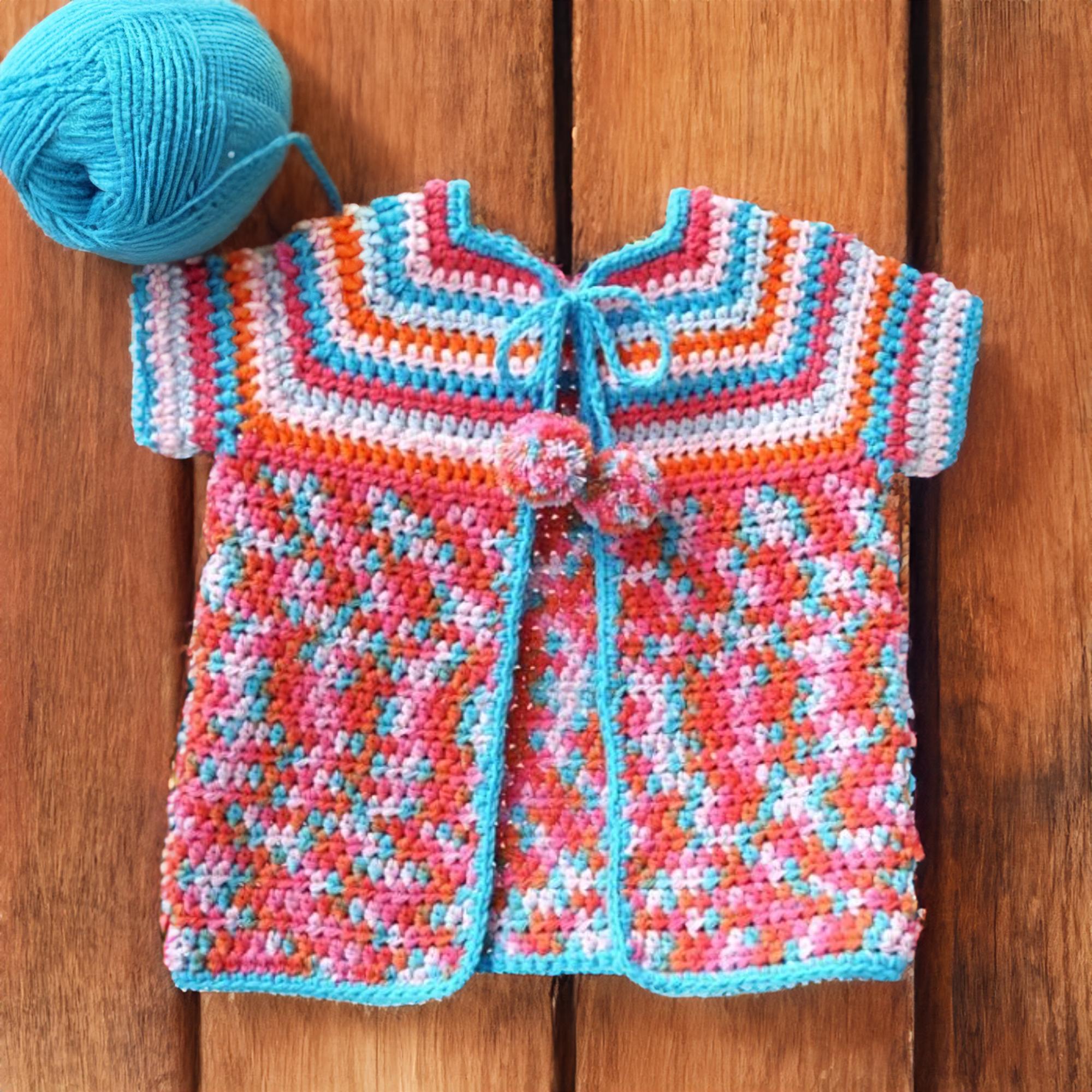 Confetti Splash Tied Short Sleeved Baby Cardigan