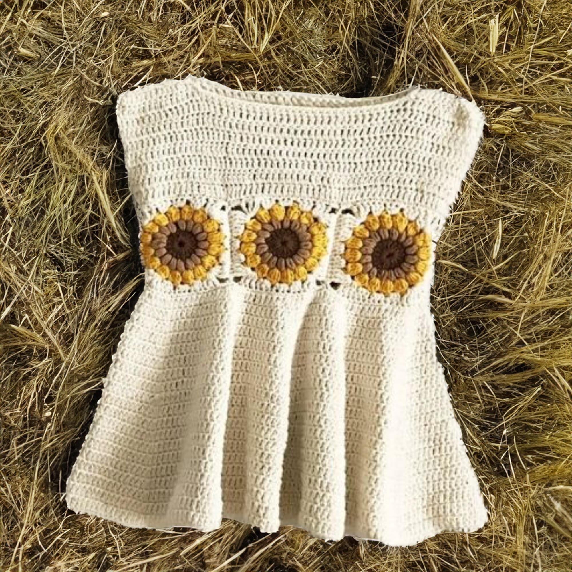 crochet sunflower dress Sunflower Crochet Dress Pattern PDF, Granny Square Baby Dress, Toddler & Girls Crochet Pattern, 4 Languages, Size Variations Available