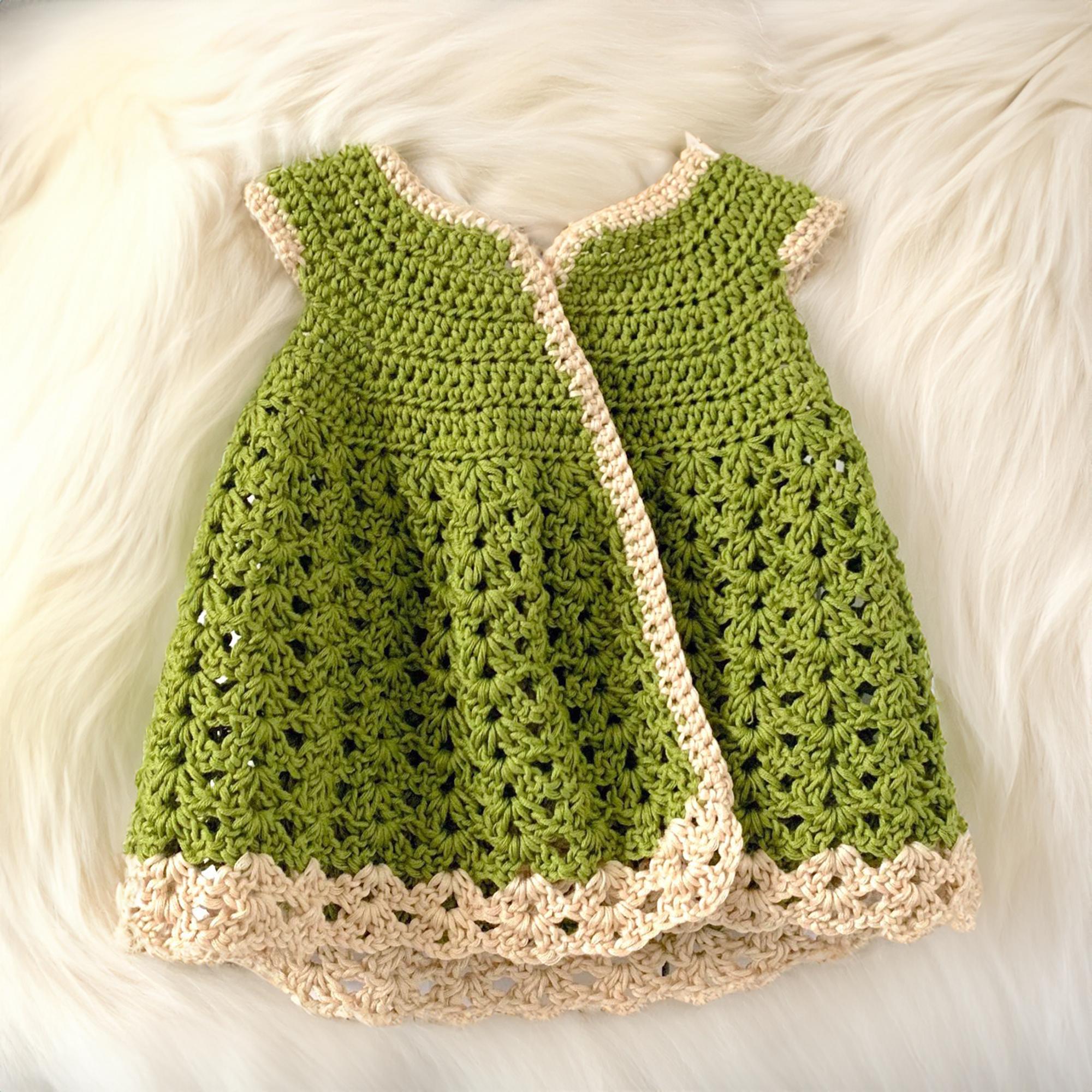 Peaches & Cream Bobble Stitch Baby/Kids Dress