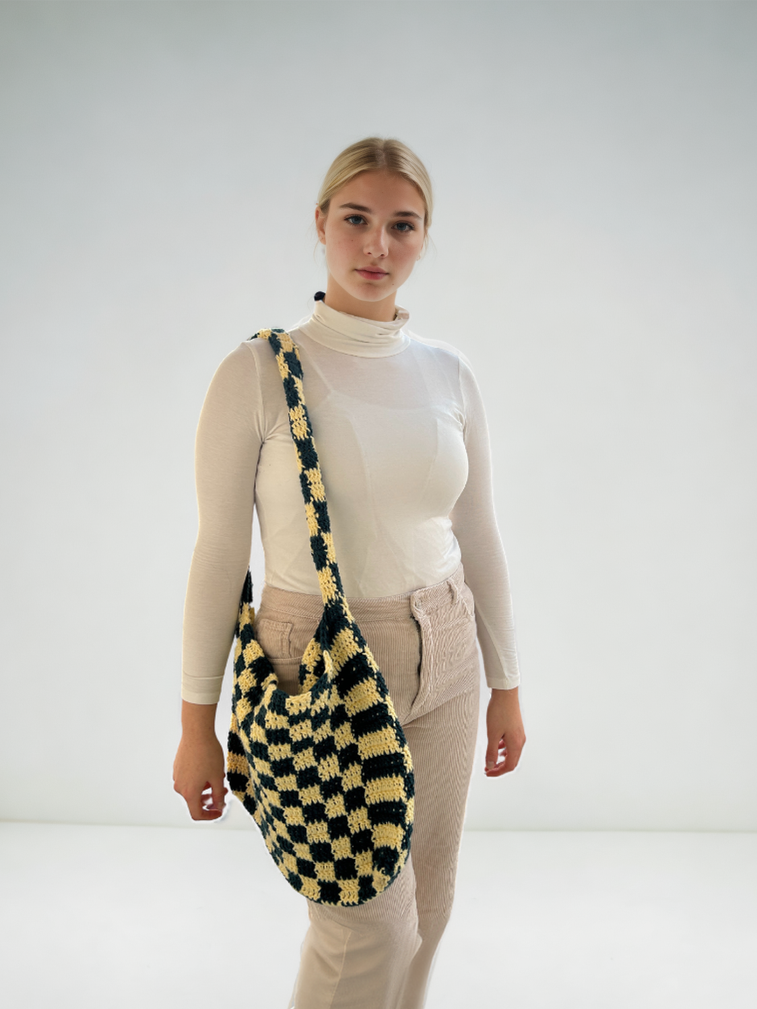 Chic Checkerboard Messenger Bag