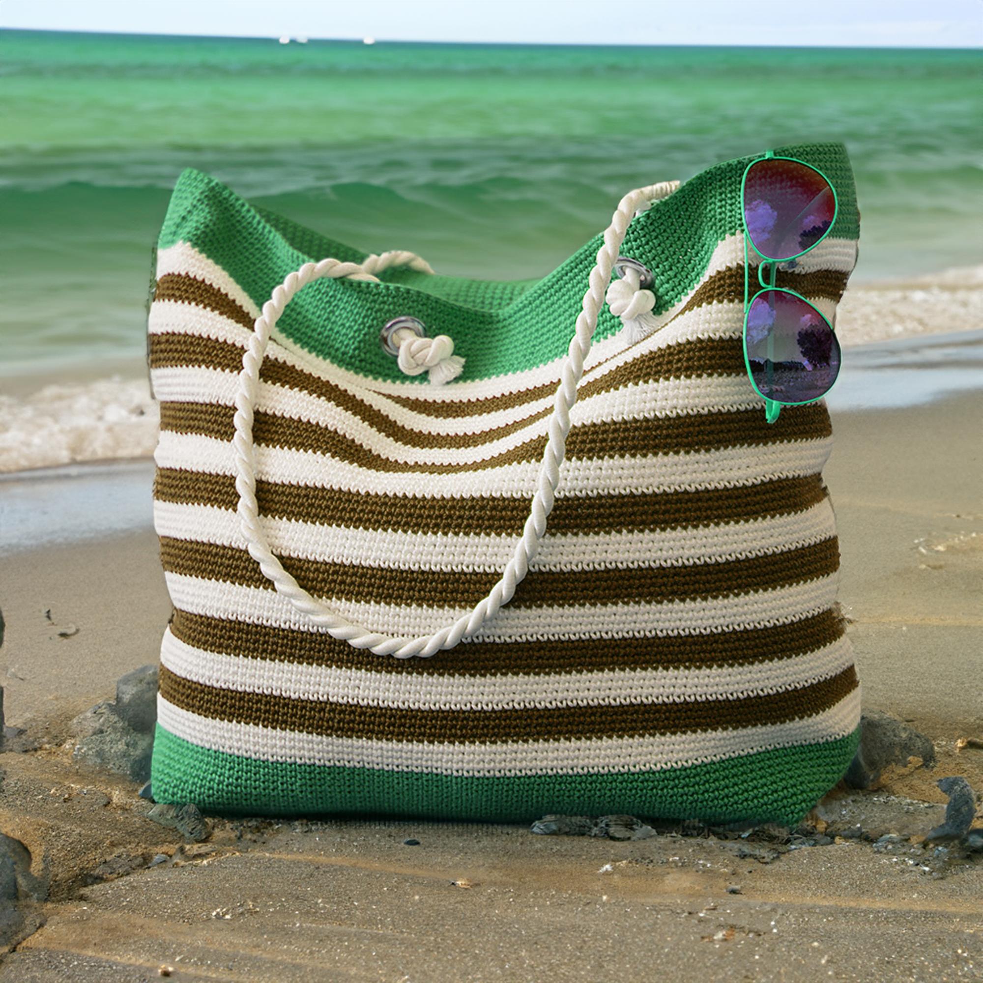 Coastal Stripes Beach Tote Bag