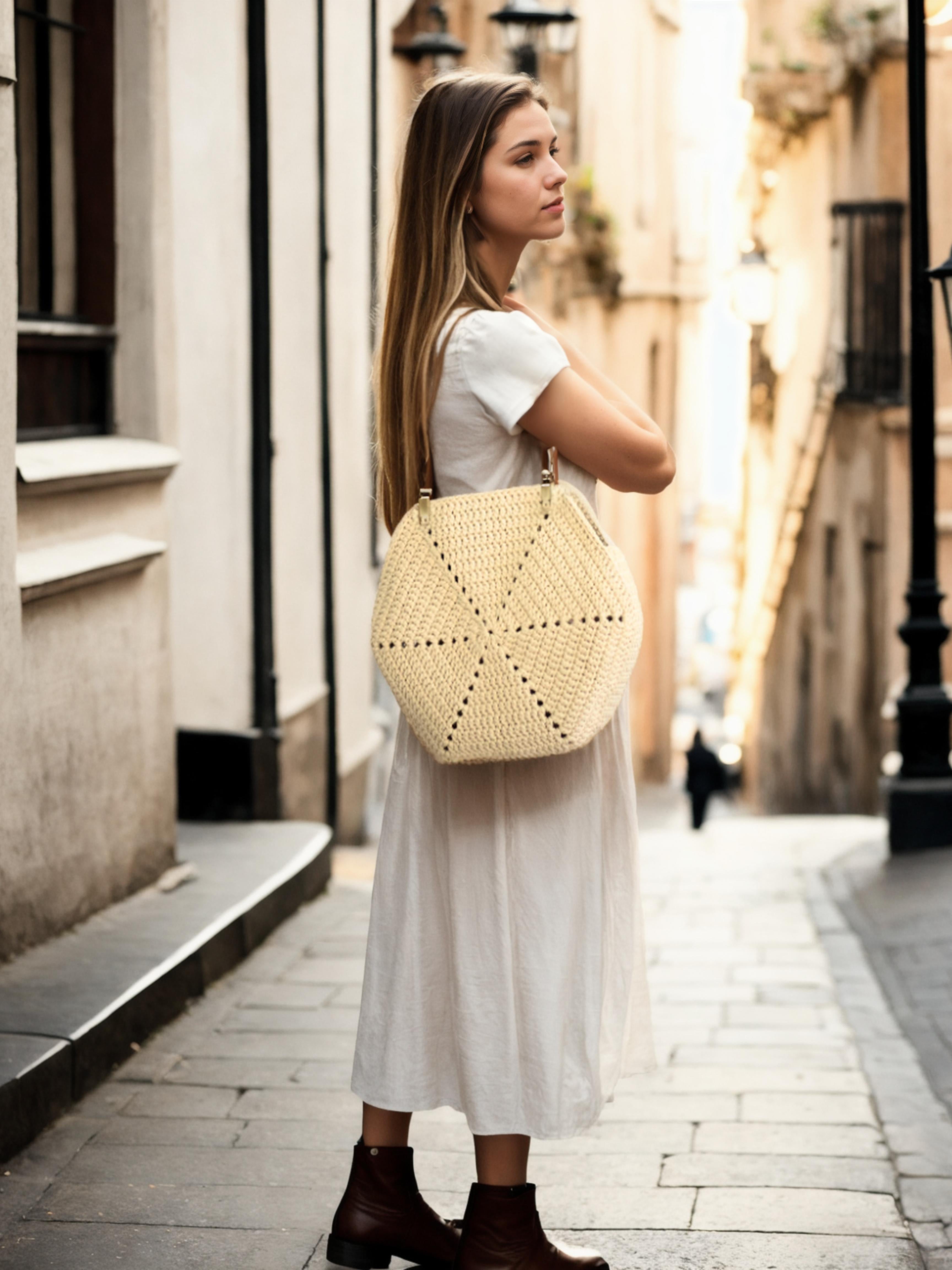Neutral Nubby Textured Satchel