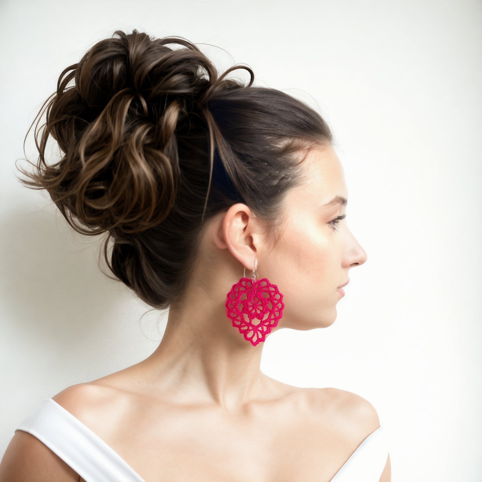 Crimson Floral Lace Earrings
