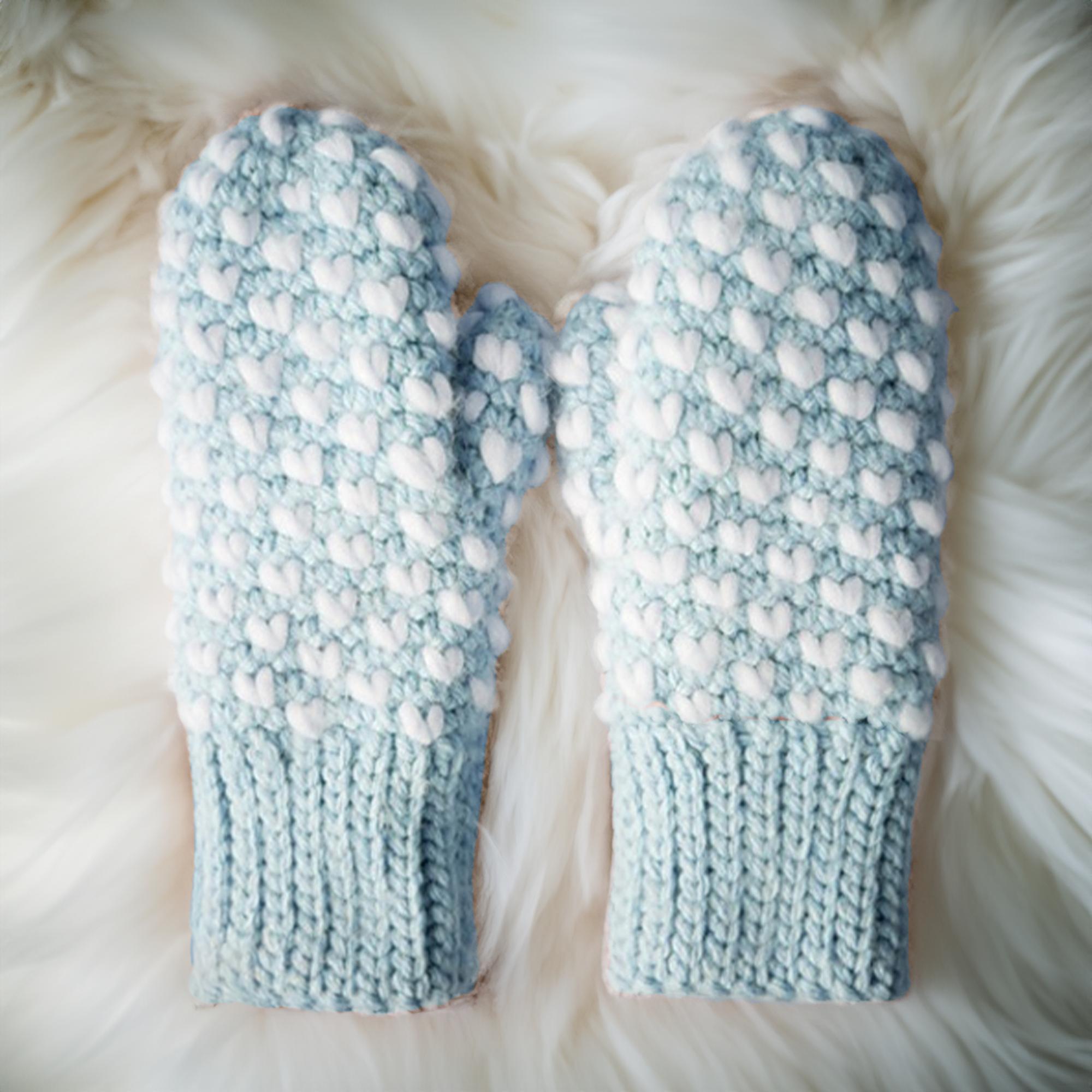 Pearly Puff Stitch Mittens