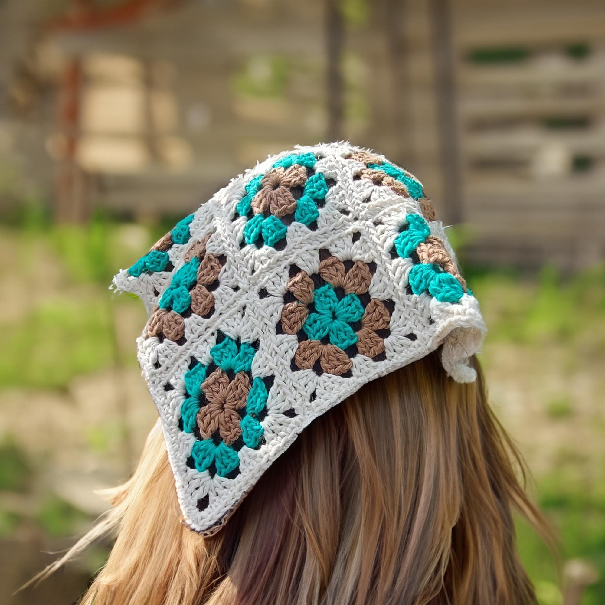 Teal Sand Granny Square Kerchief