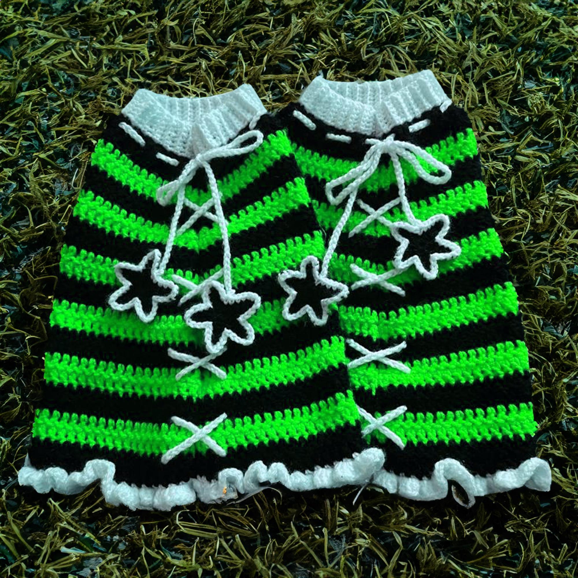 Lime Star Stripe Leg Warmers