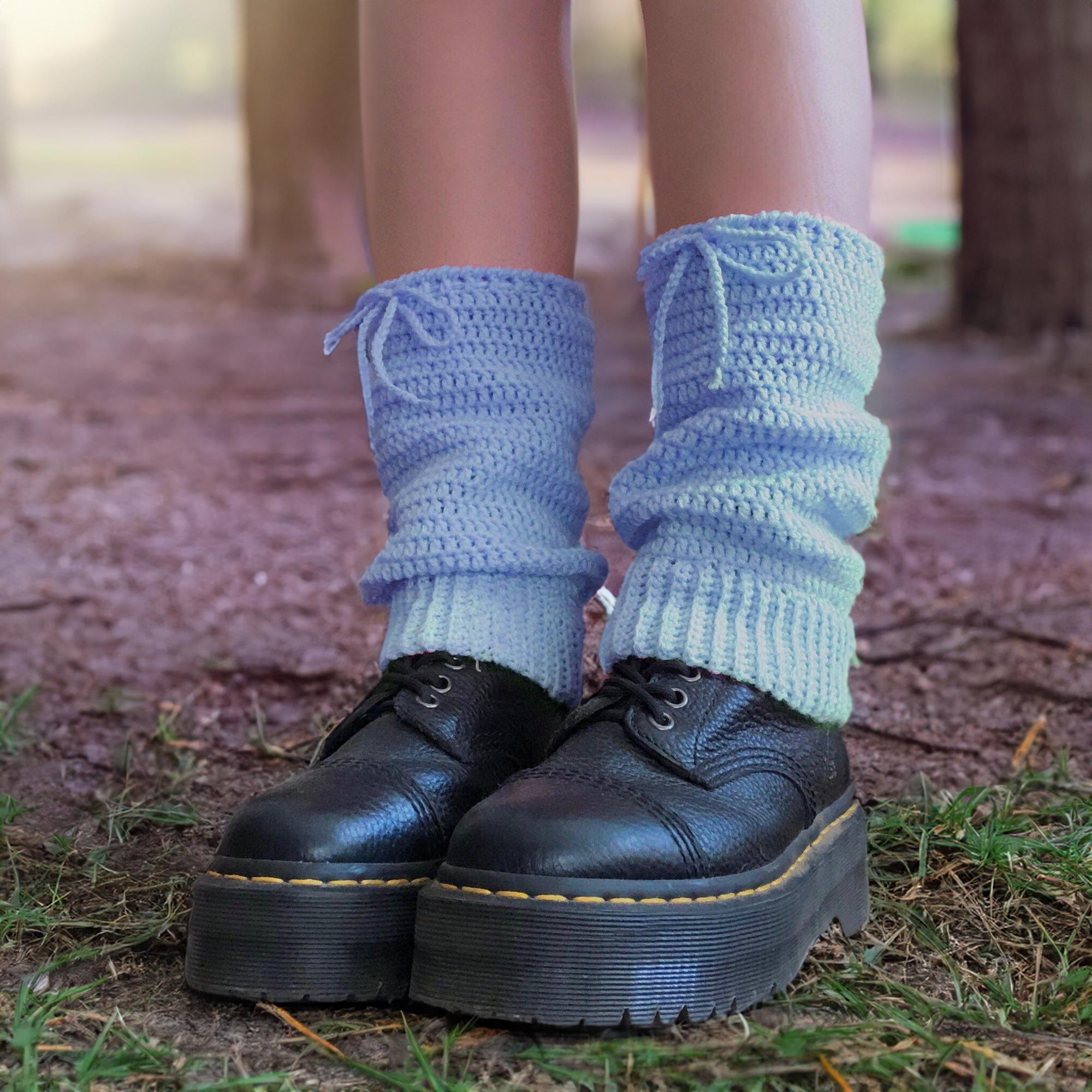Sky Blue Ribbed Leg Warmers