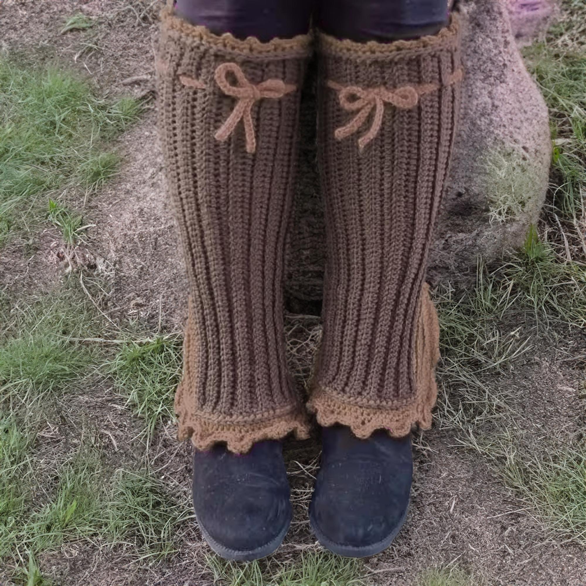 Latte Ribbed Ruffle Leg Warmers