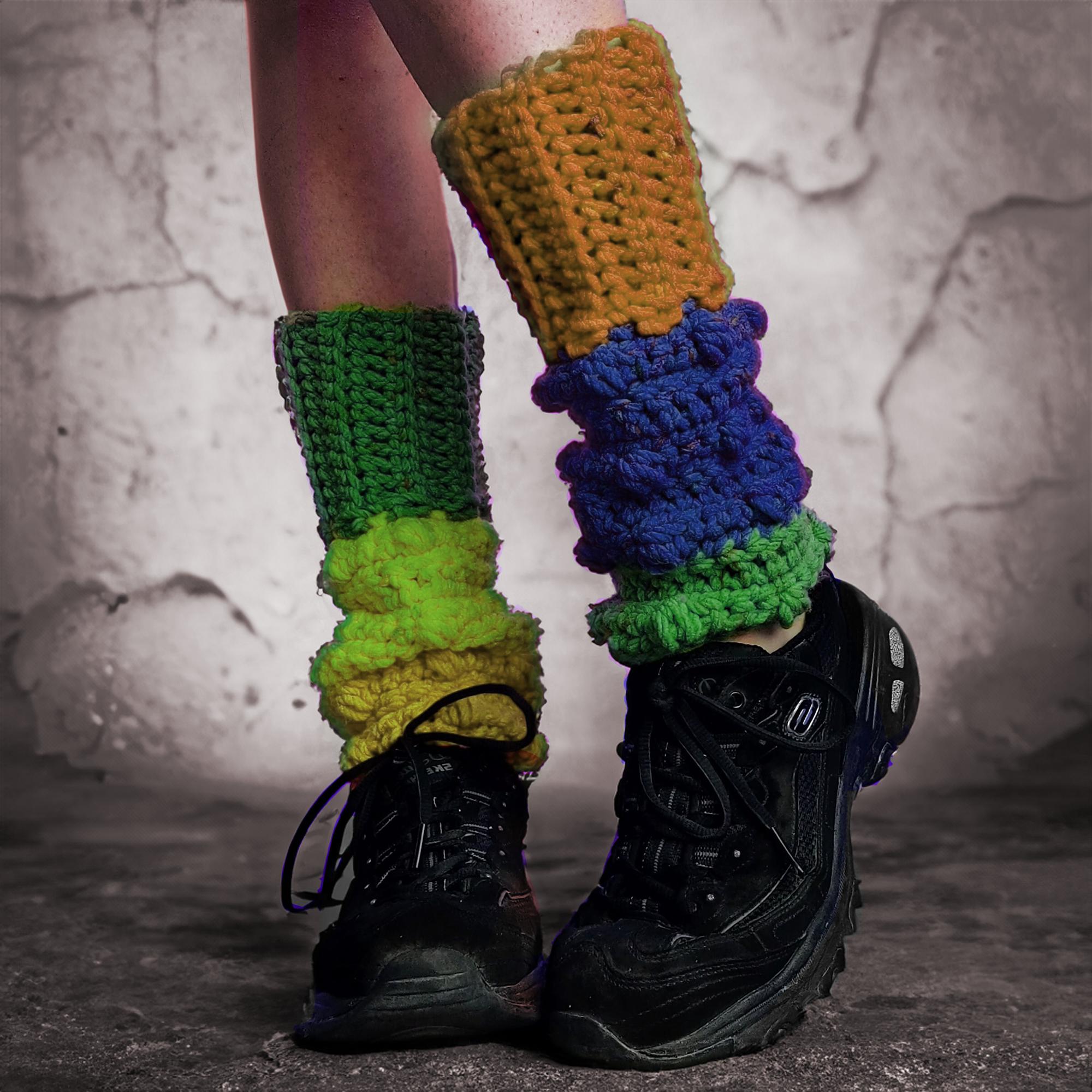 Striped Color Block Leg Warmers