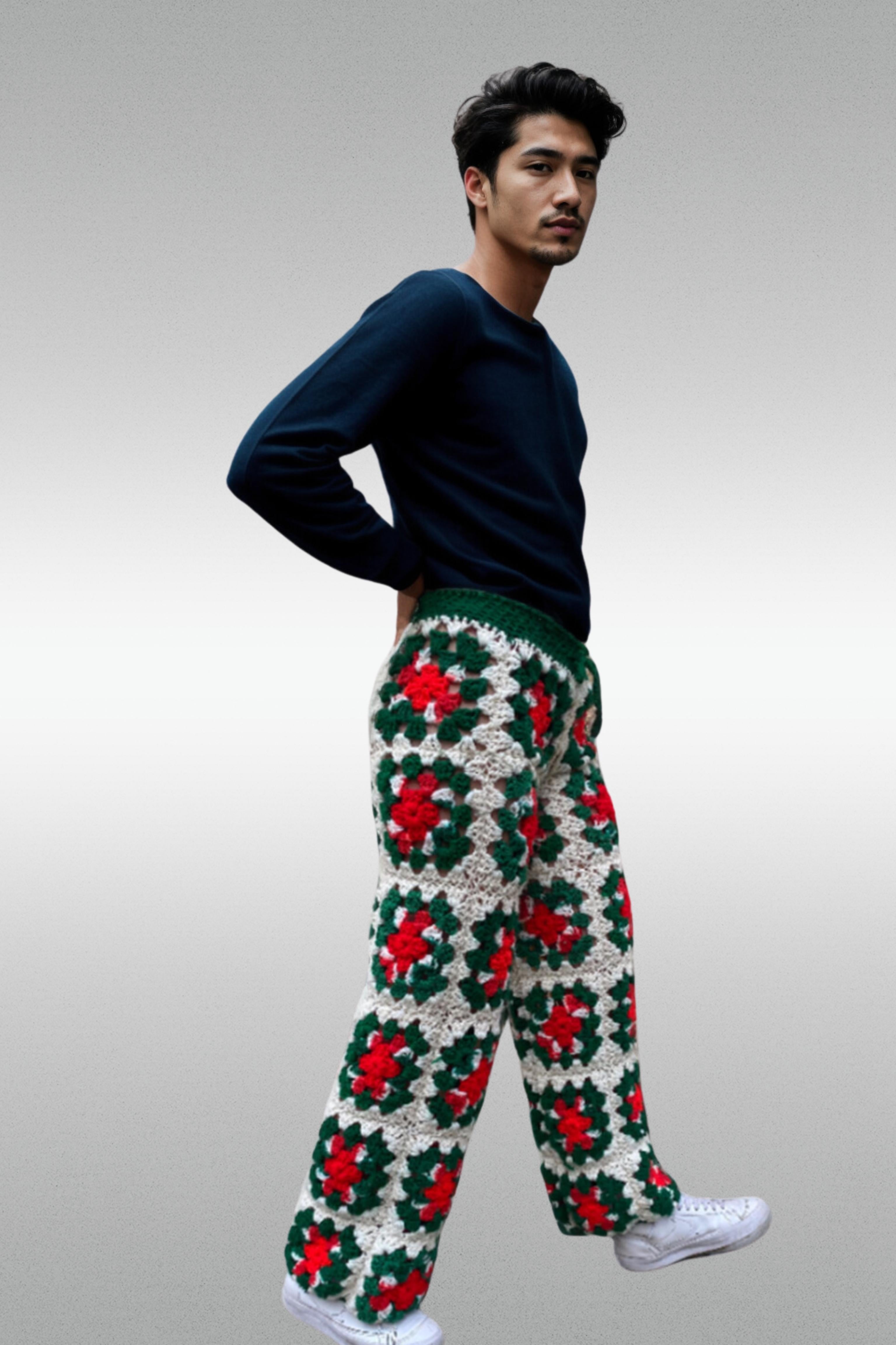 Handmade crochet Dual-Tone Colorblock Pants by Mon Crochet