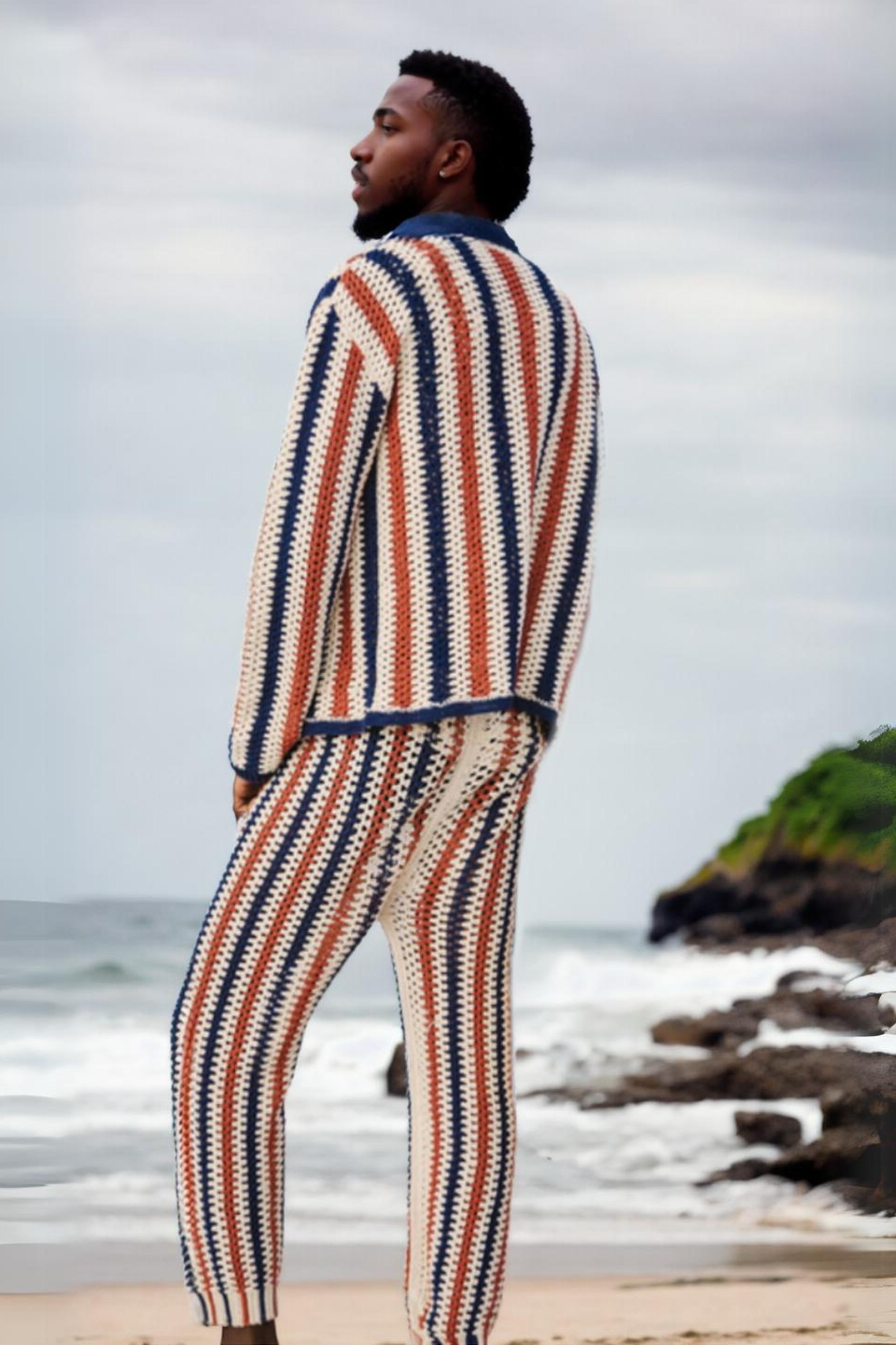 Handmade crochet Nautical Stripes Pants by Mon Crochet