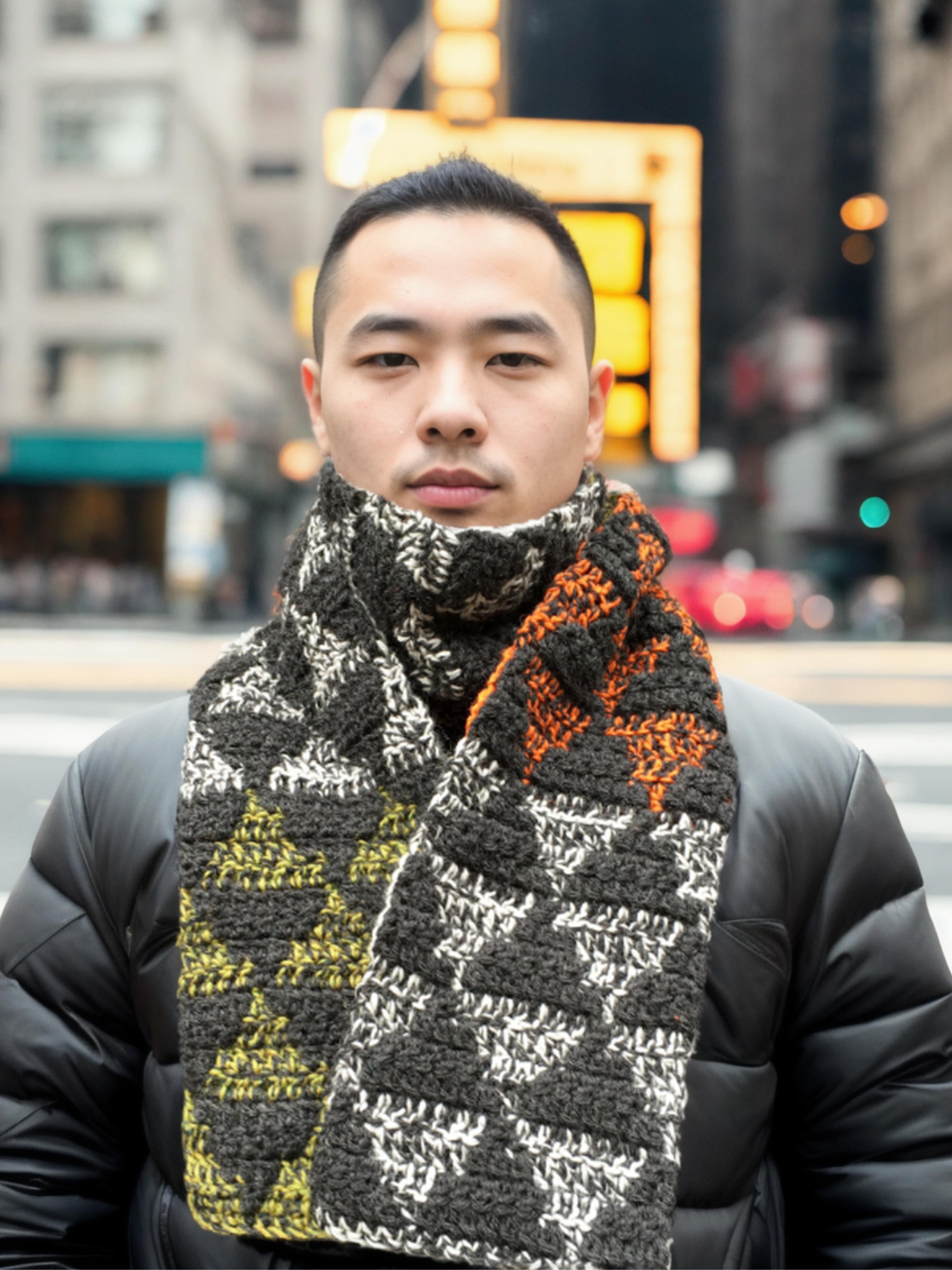 Checkerboard Cascade Scarf