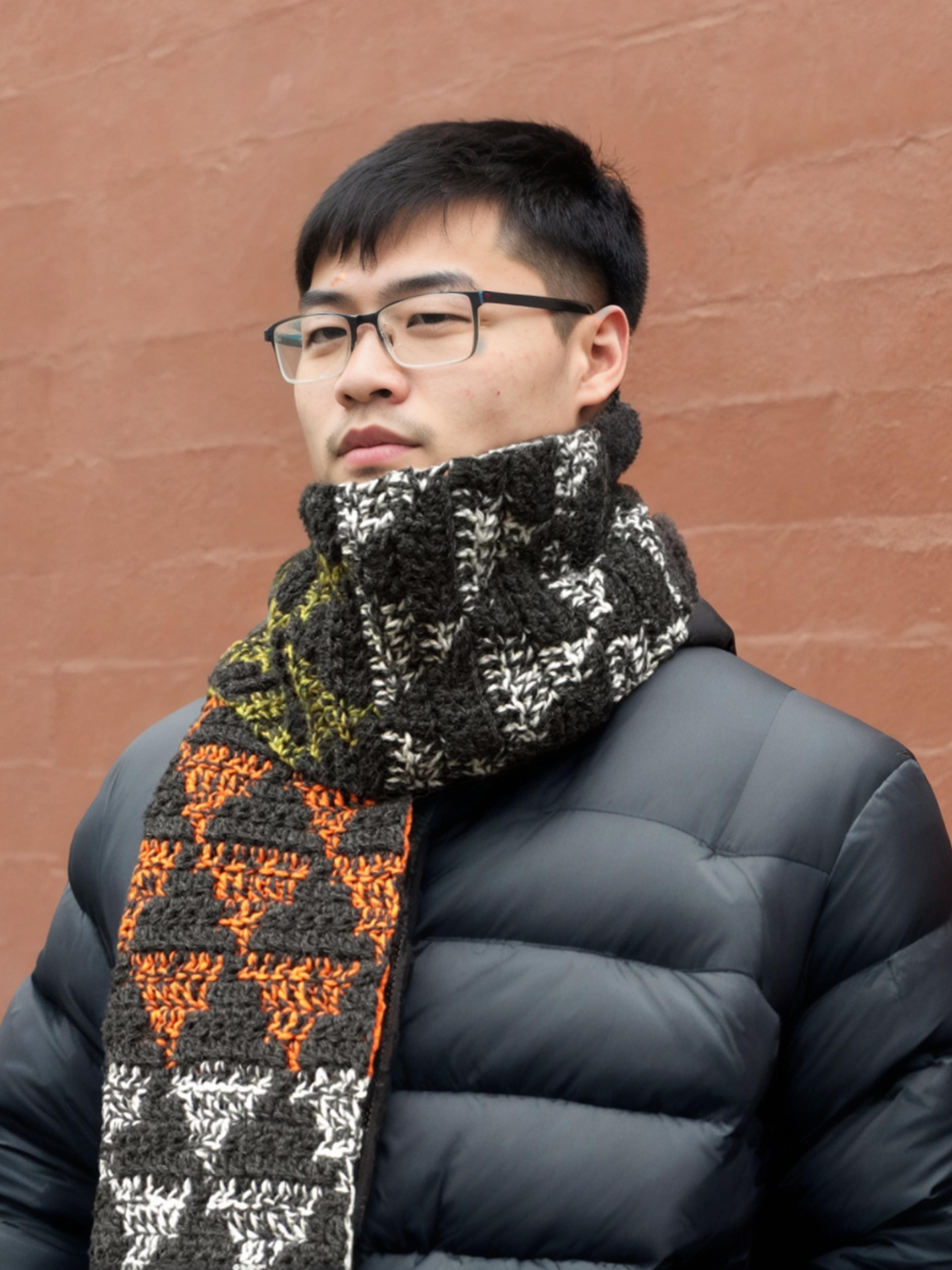 Checkerboard Cascade Scarf