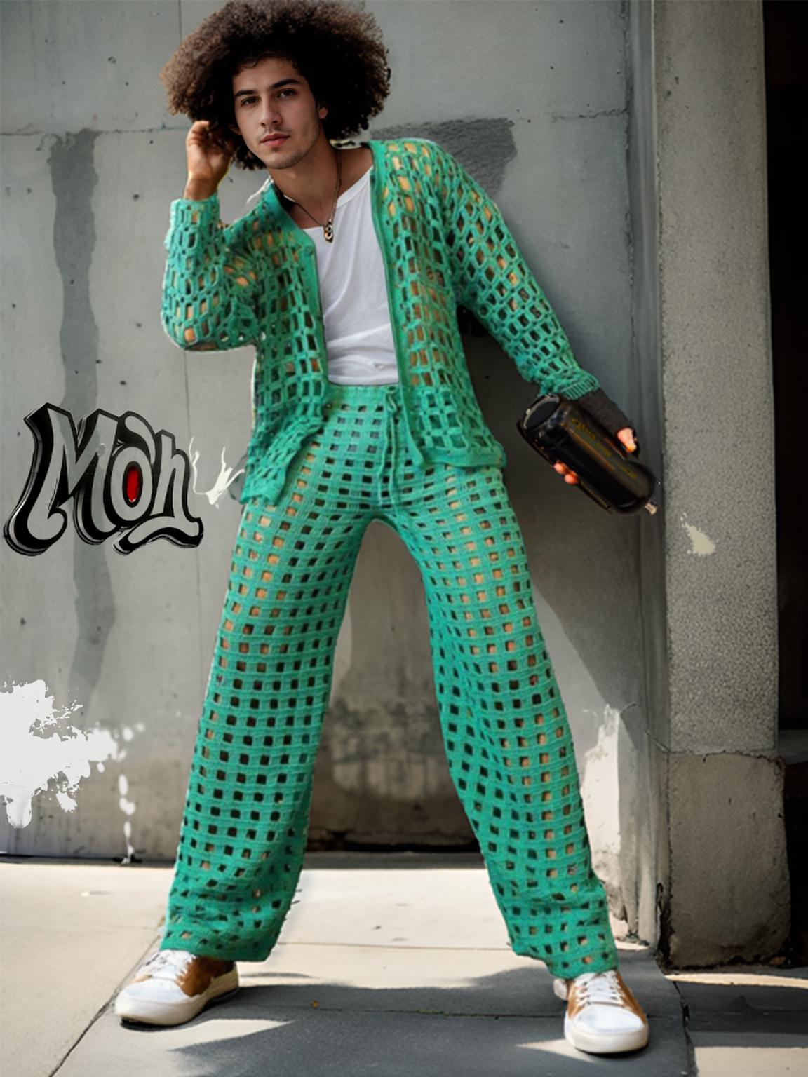 Handmade crochet Teal Mesh Weave Two-Piece Outfit by Mon Crochet