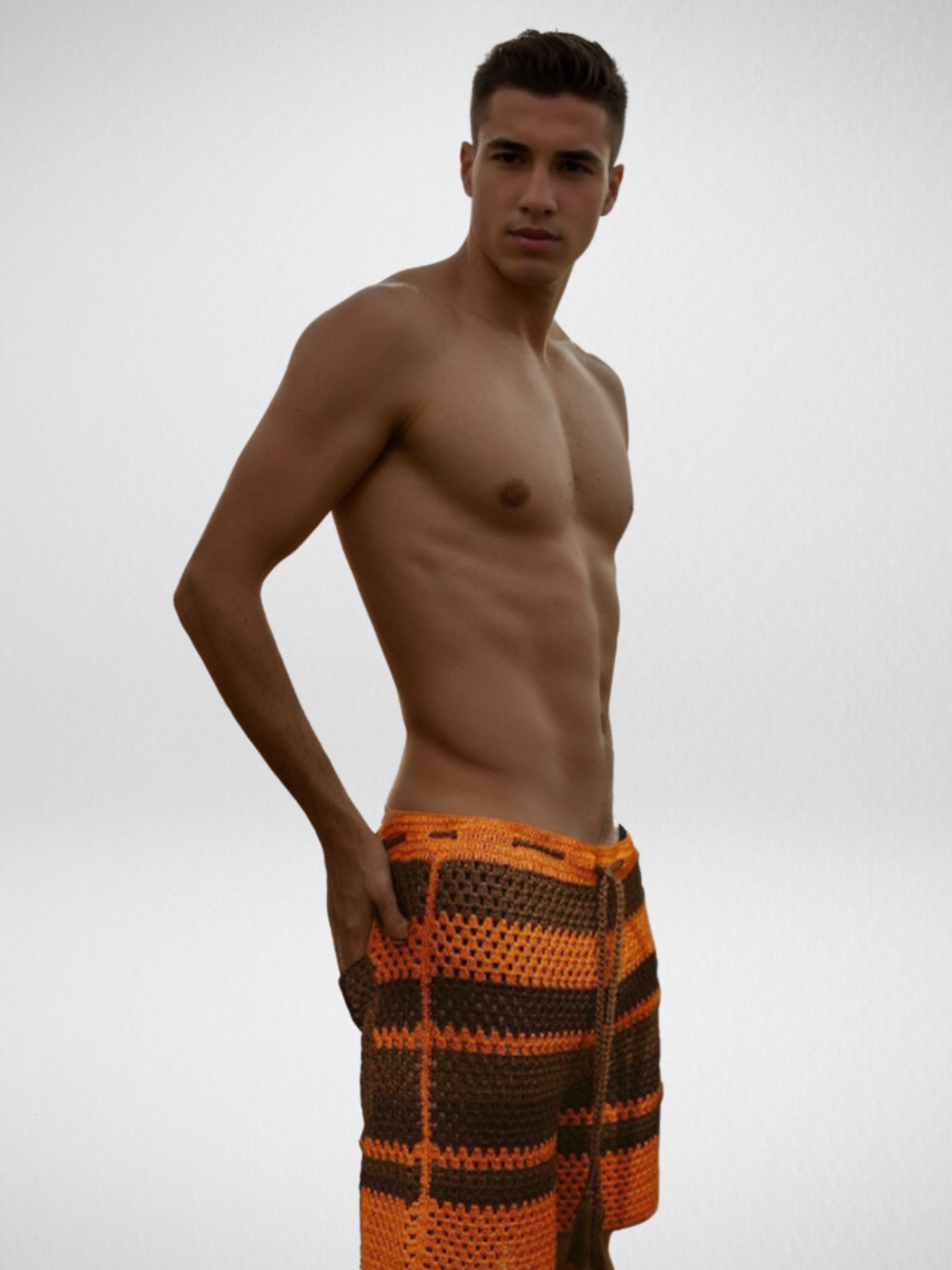 Rustic Tangerine Striped Shorts