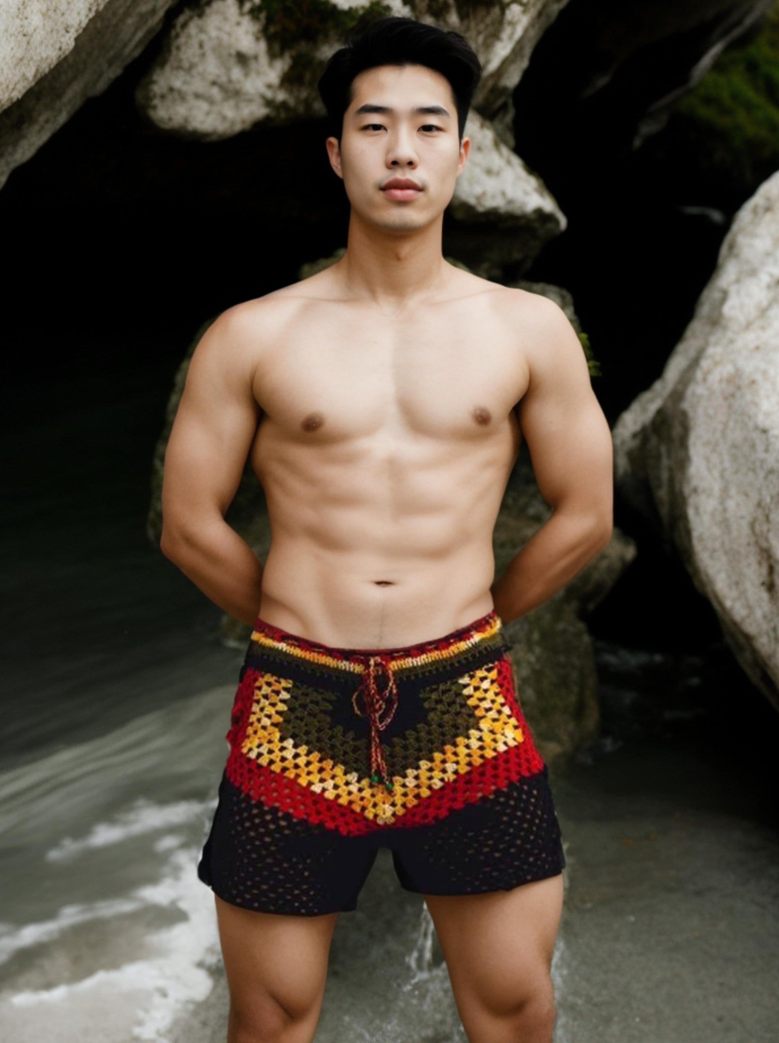 Rustic Auburn Granny Stitch Shorts