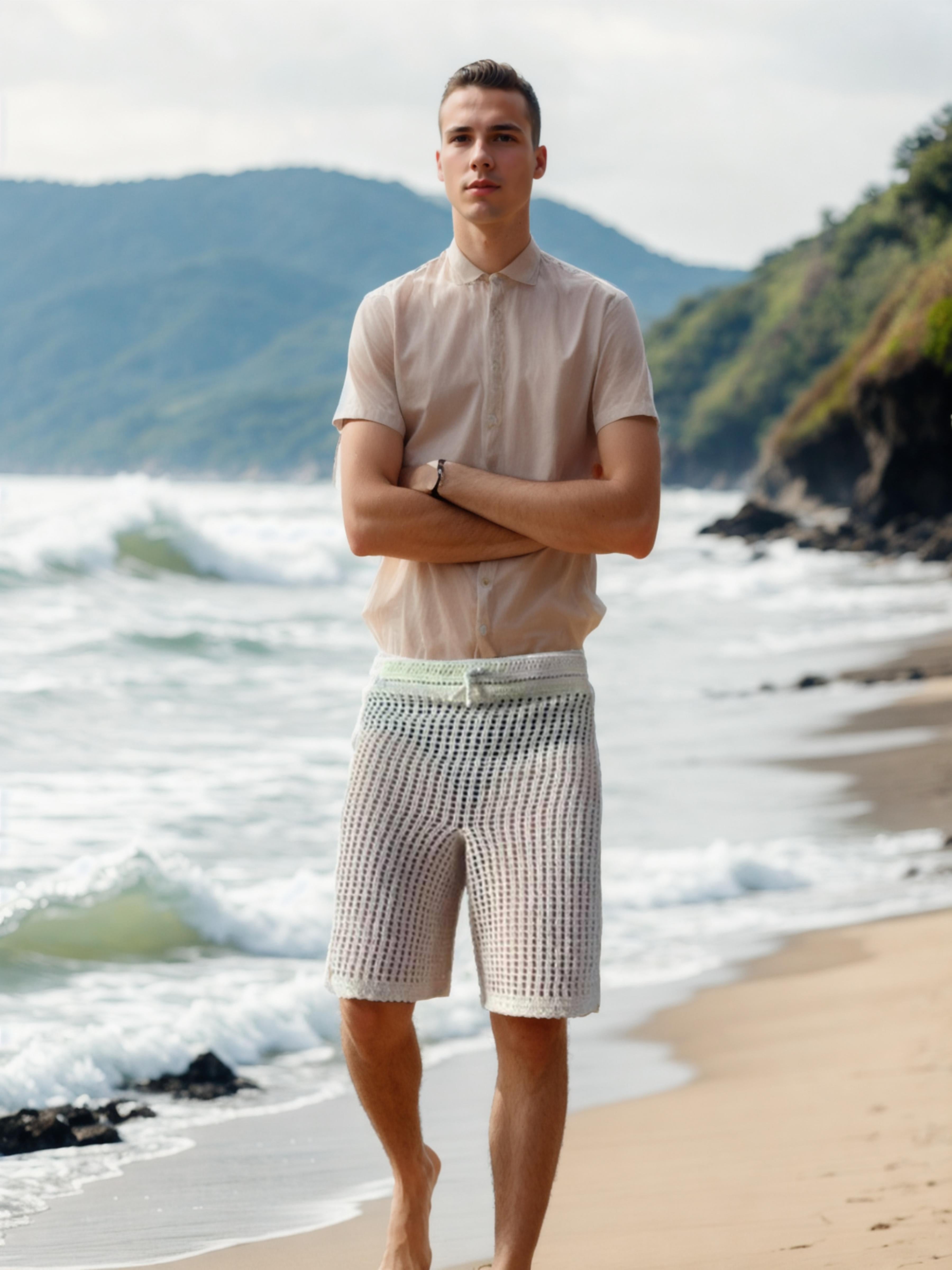 Ivory Mesh Shorts