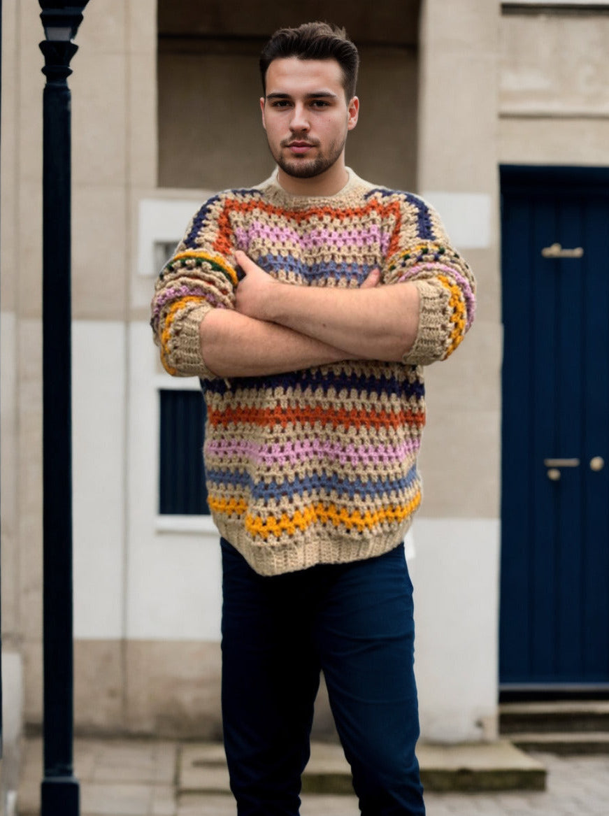 Handmade crochet Rustic Rainbow Sweater by Mon Crochet