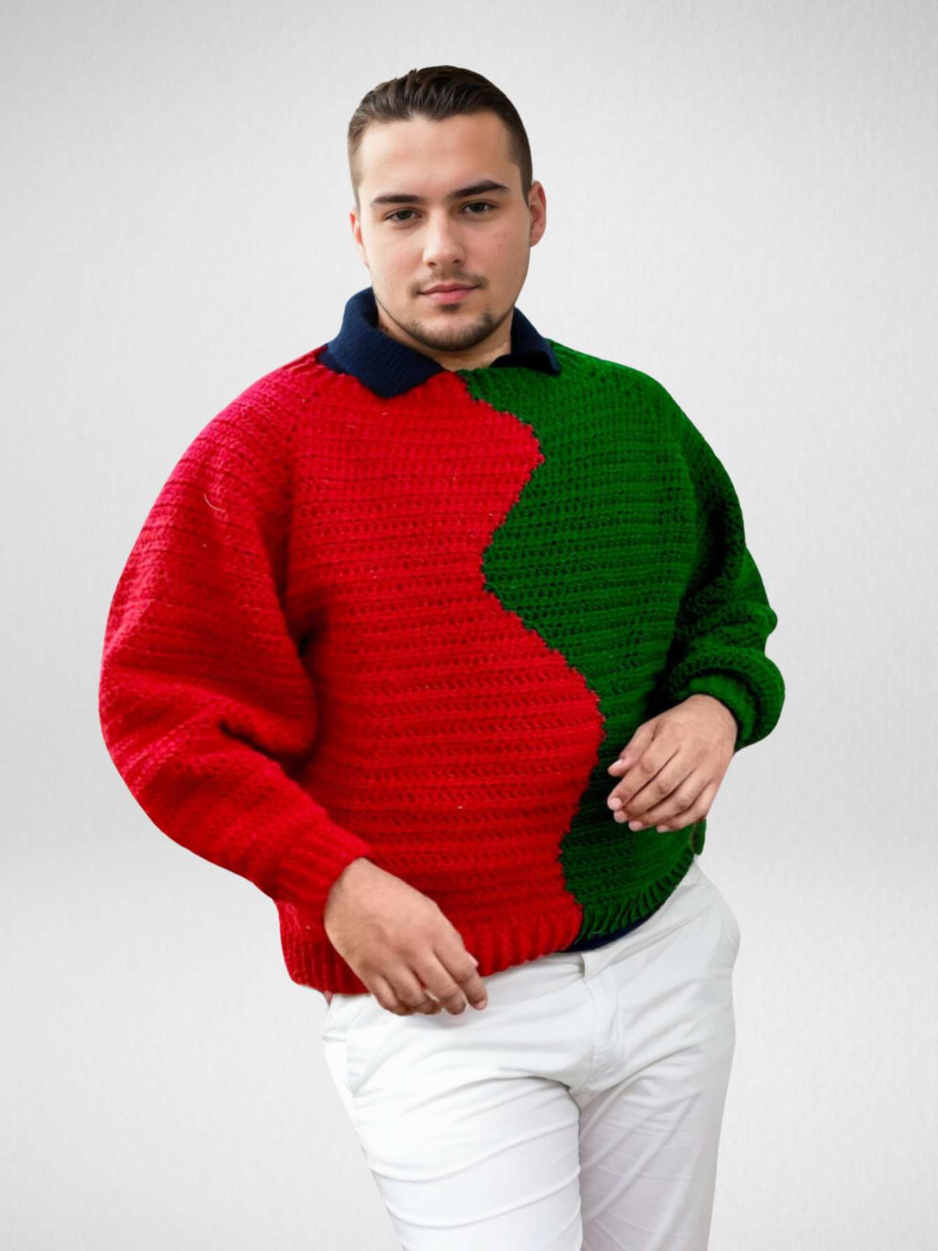 Handmade crochet Festive Red/Green Sweater by Mon Crochet