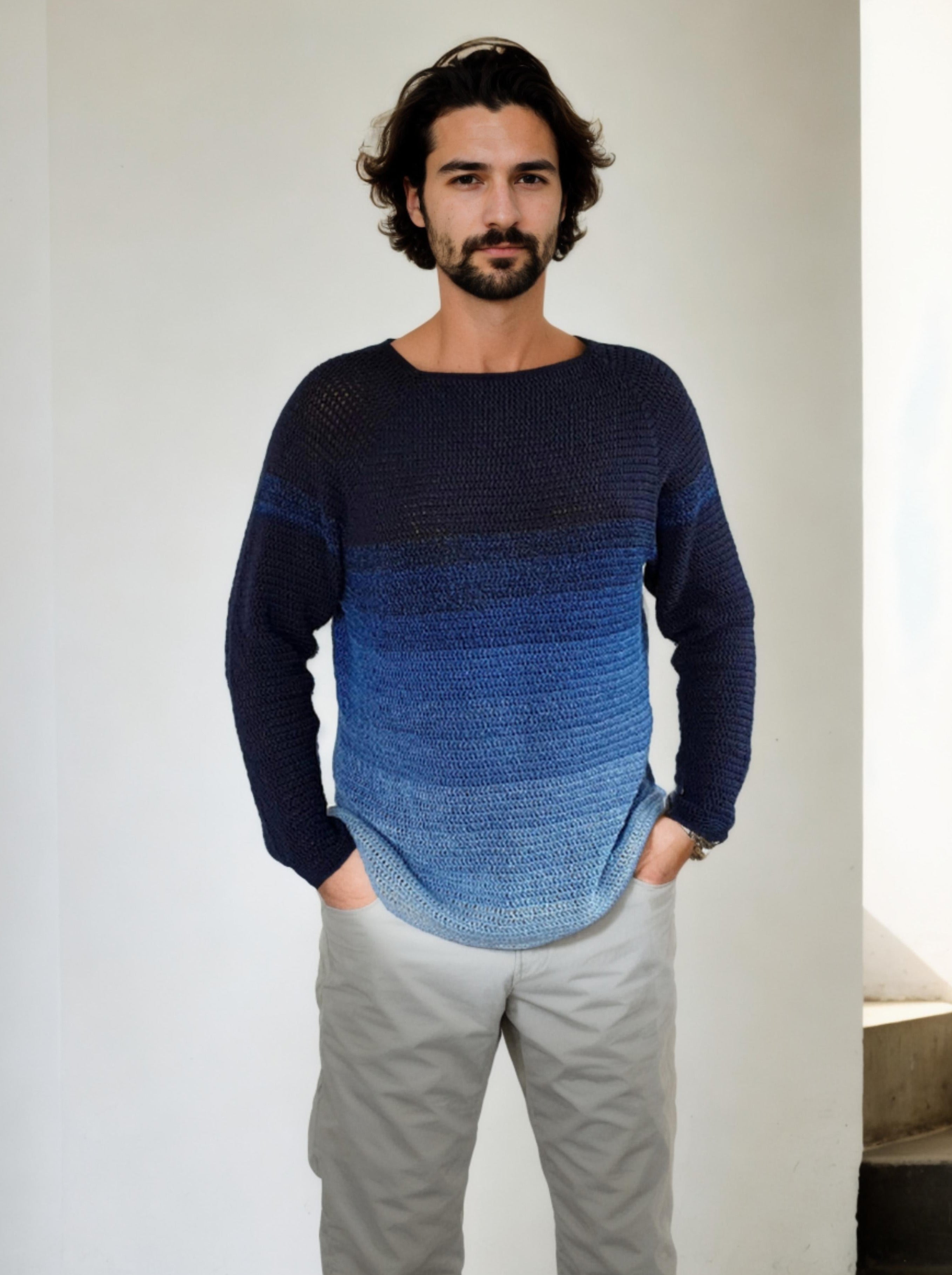 Handmade crochet Ocean Ombre Sweater by Mon Crochet