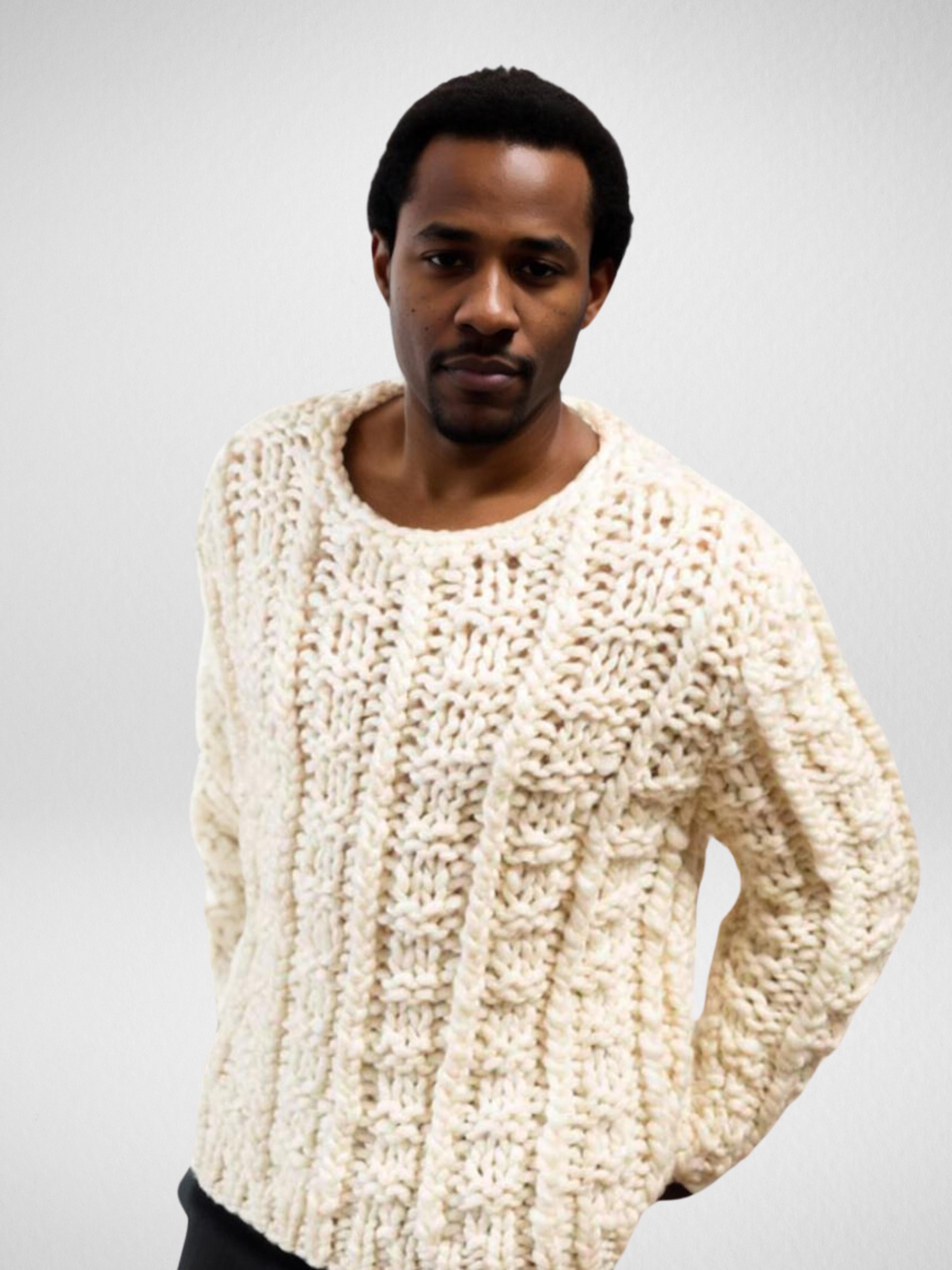 Handmade crochet Ivory Cable Cozy Sweater by Mon Crochet