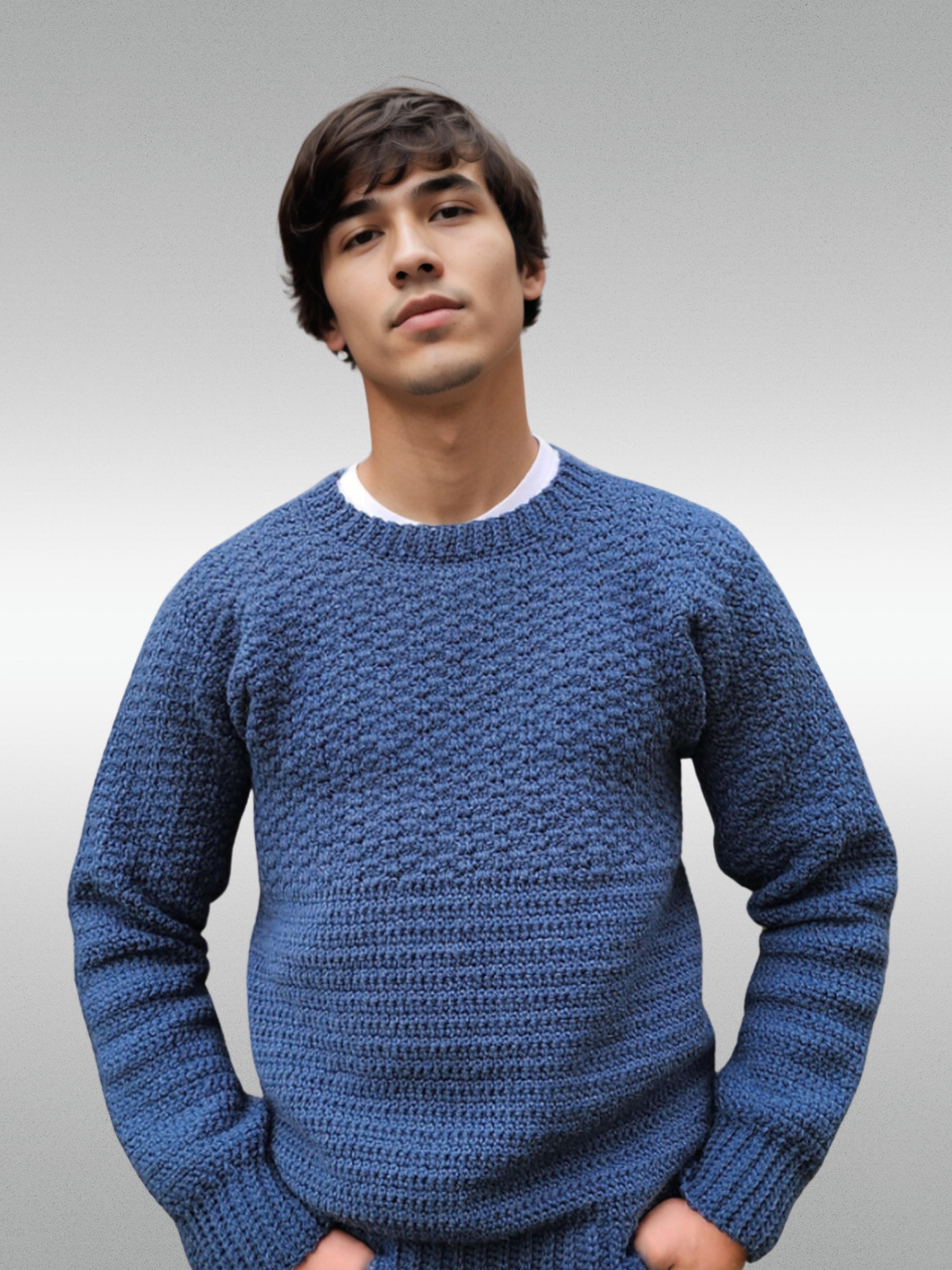 Handmade crochet Rustic Blue Sweater by Mon Crochet
