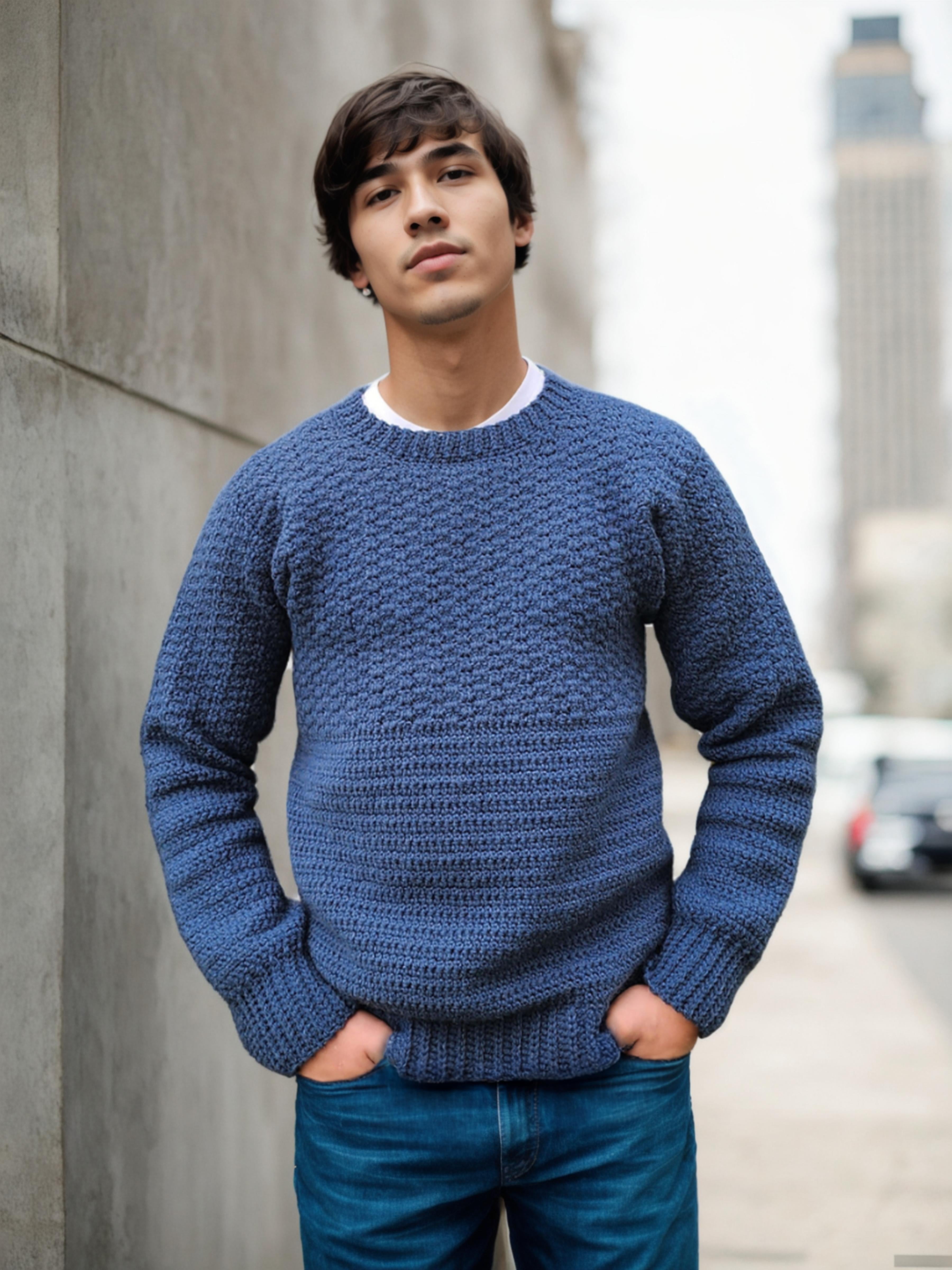 Handmade crochet Rustic Blue Sweater by Mon Crochet