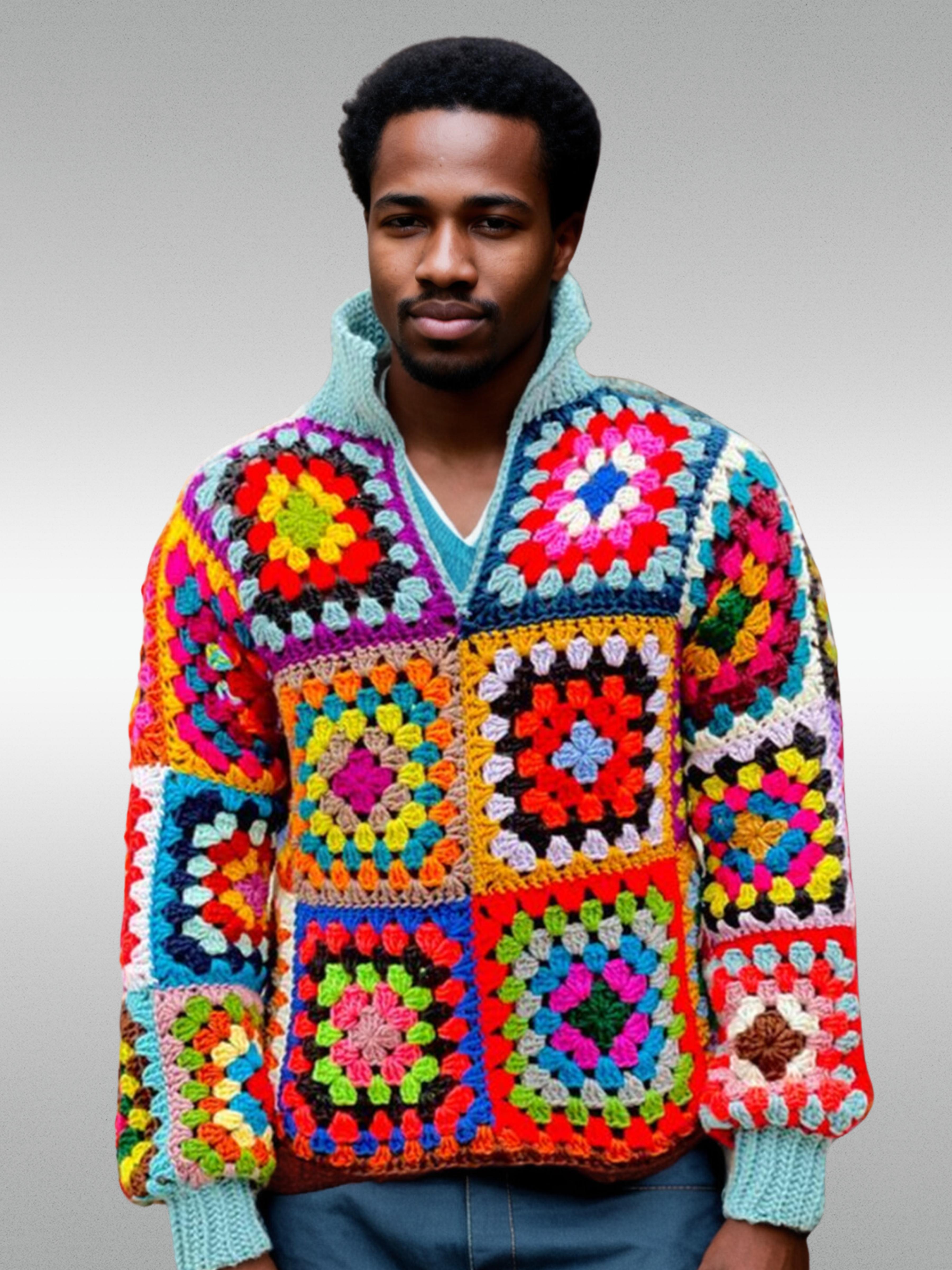 Handmade crochet Vibrant Granny Square Sweater by Mon Crochet