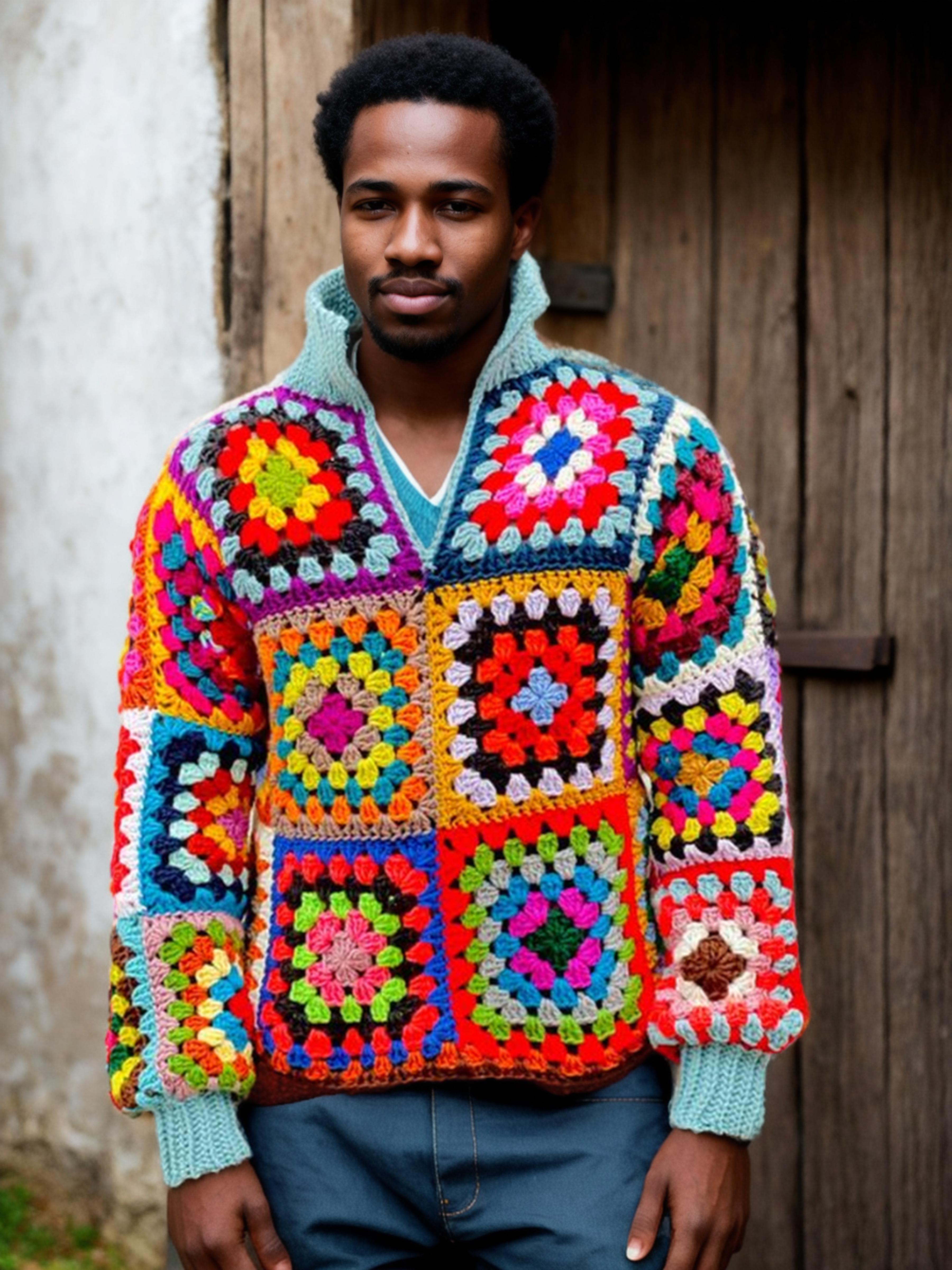 Handmade crochet Vibrant Granny Square Sweater by Mon Crochet