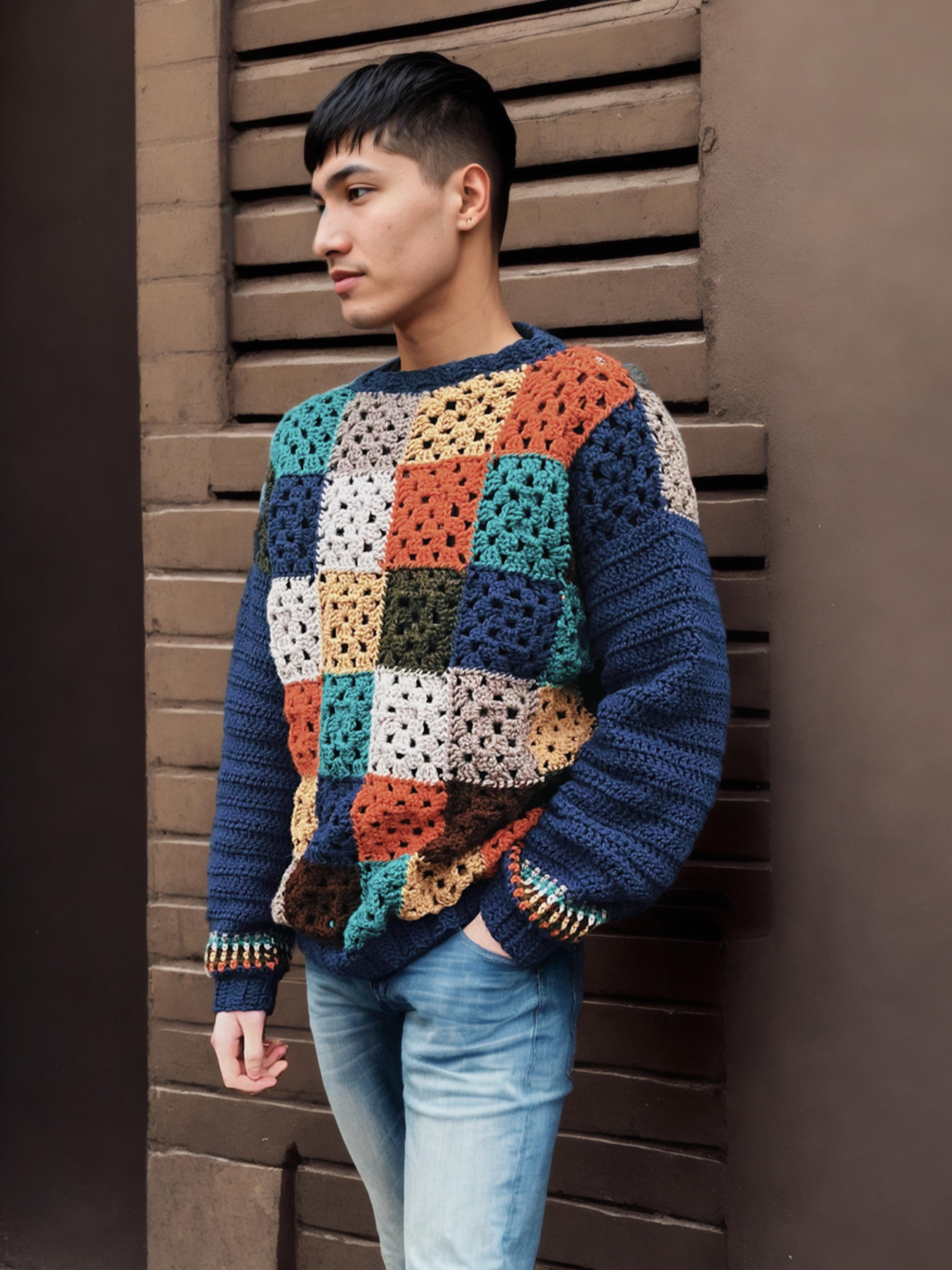 Handmade crochet Patchwork Squares Sweater by Mon Crochet