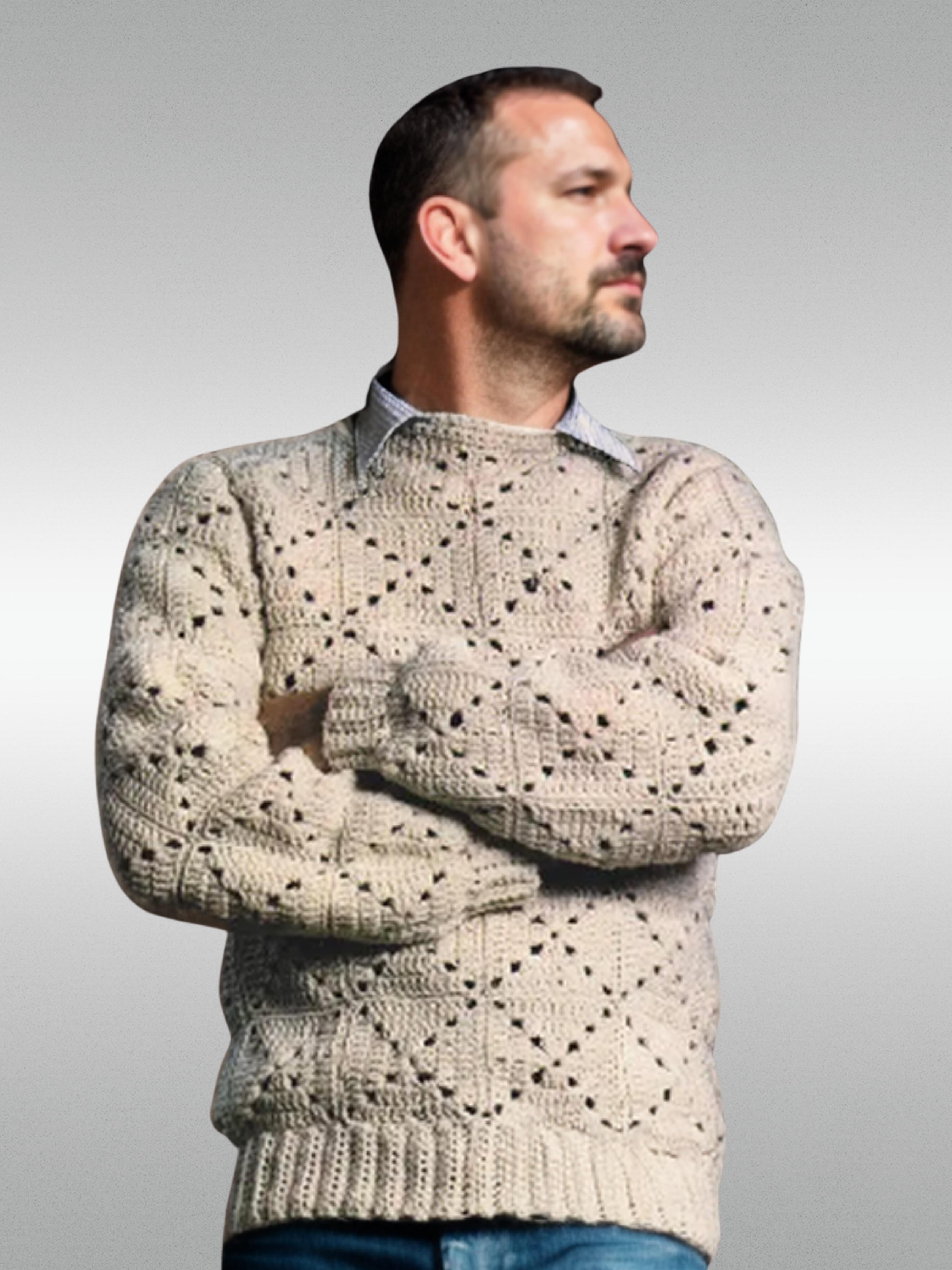 Handmade crochet Cozy Aran Winter Sweater by Mon Crochet