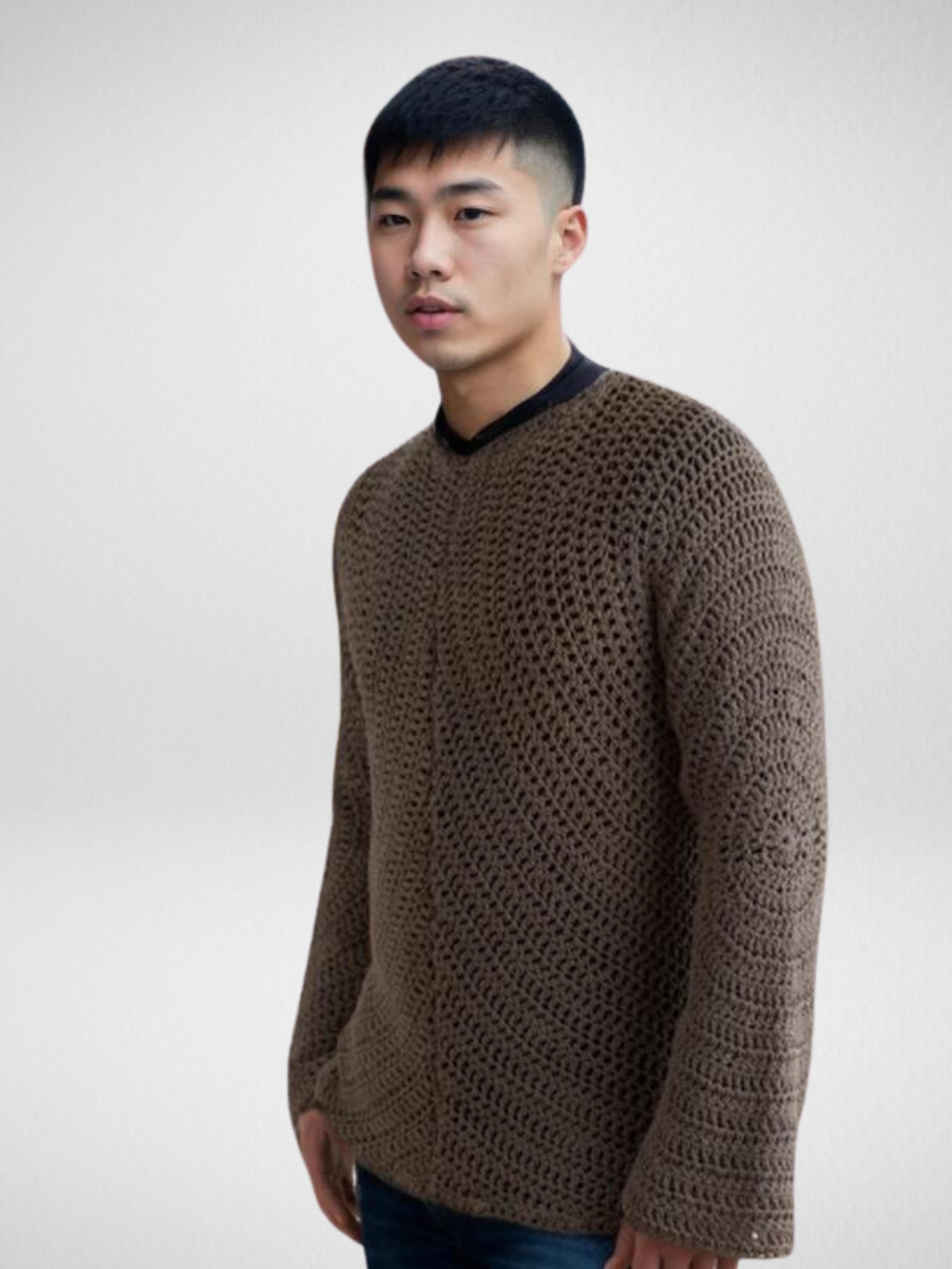 Handmade crochet Espresso Entwined Sweater by Mon Crochet