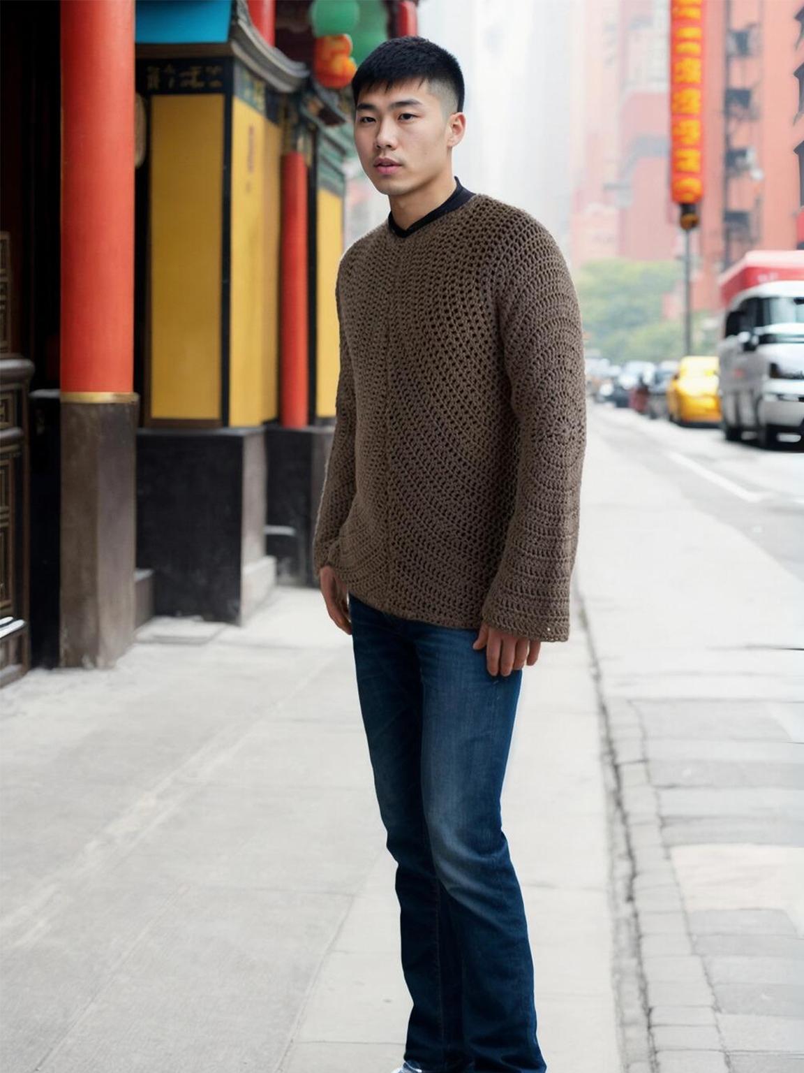 Handmade crochet Espresso Entwined Sweater by Mon Crochet