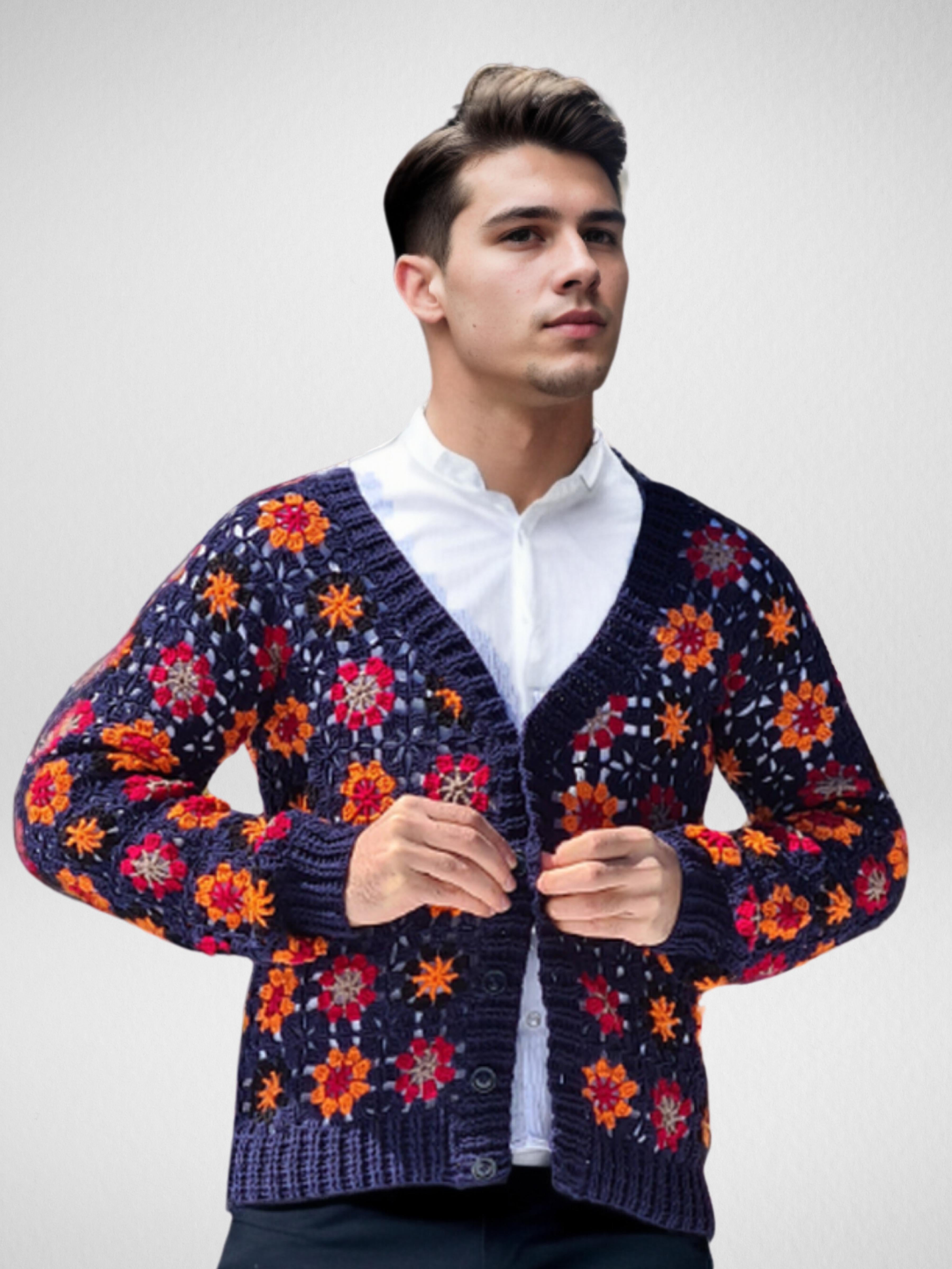 Handmade crochet Petal Burst Button Up Cardigan Sweater by Mon Crochet