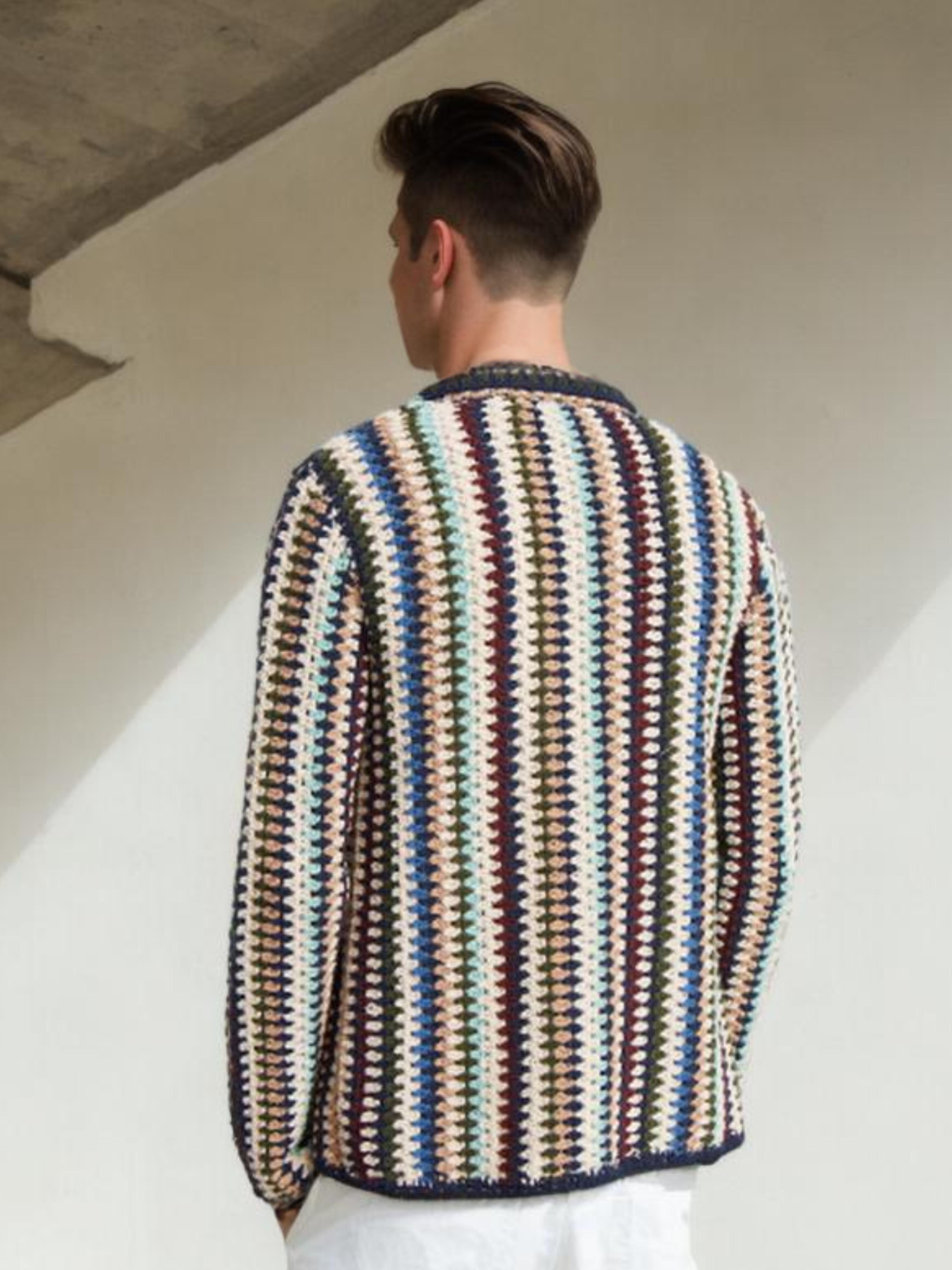 Handmade crochet Vintage Variegated Stitch Button Up Long Sleeve Shirt by Mon Crochet