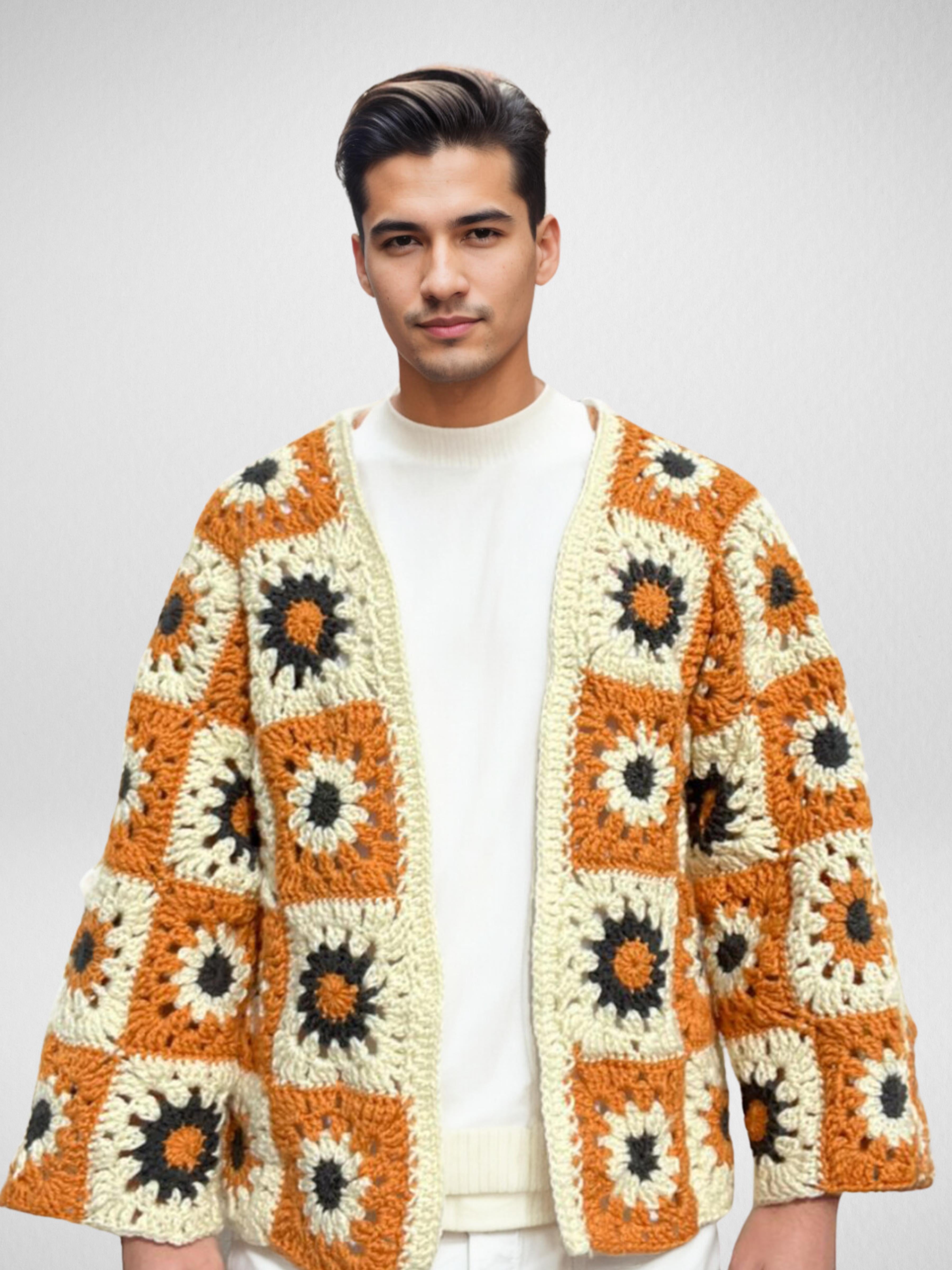 Handmade crochet Harvest Flower Patch Cardigan by Mon Crochet