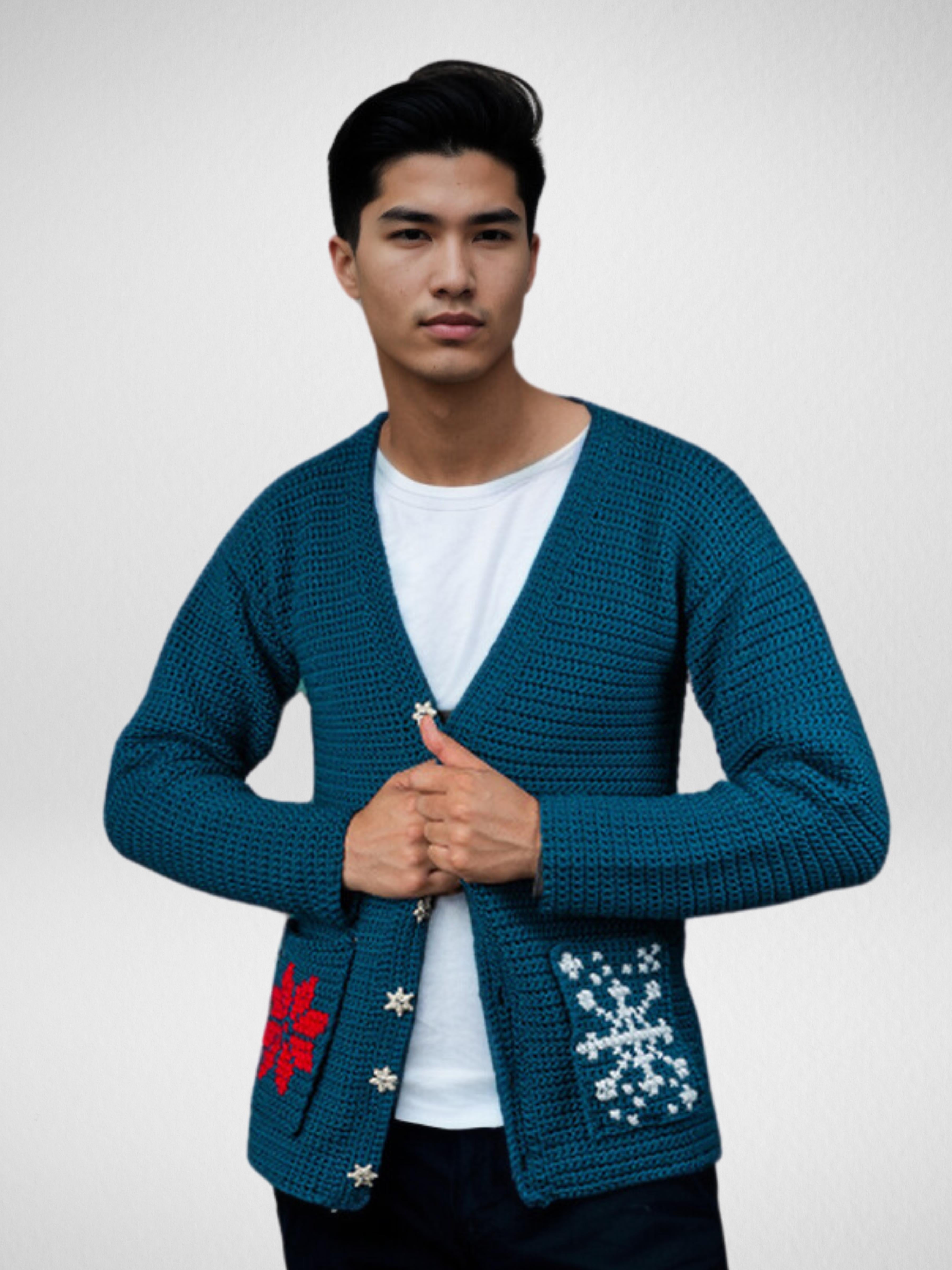 Handmade crochet Aquatic Frost Sweater Cardigan by Mon Crochet