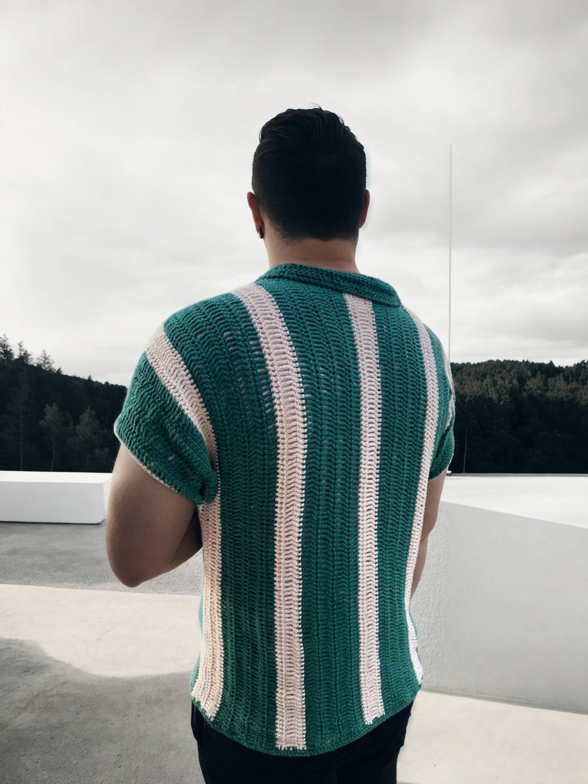 Handmade crochet Striped Short-Sleeve Cardigan by Mon Crochet