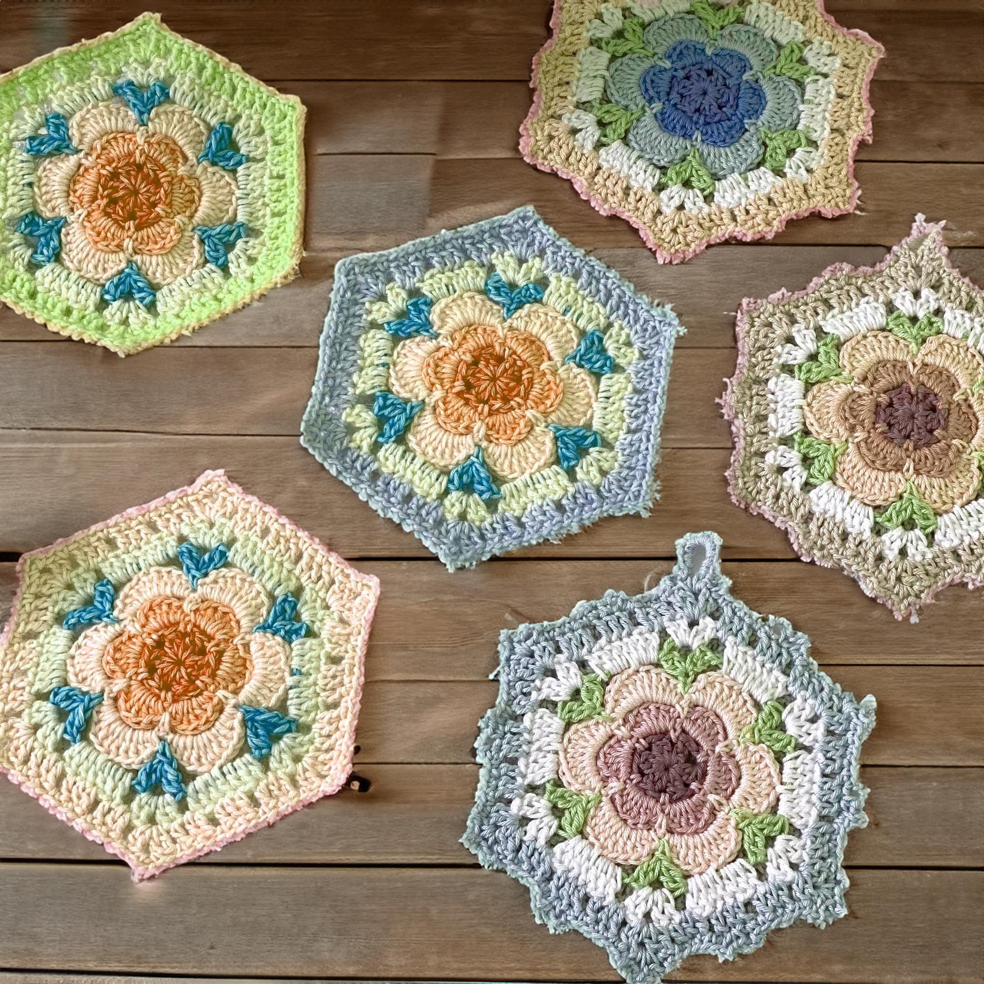 Floral Hexagon Charm Potholders