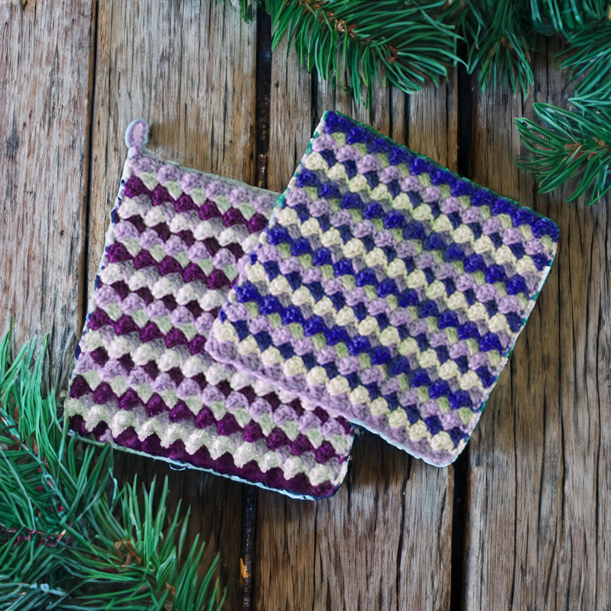 Aqua Puff Stitch Potholders