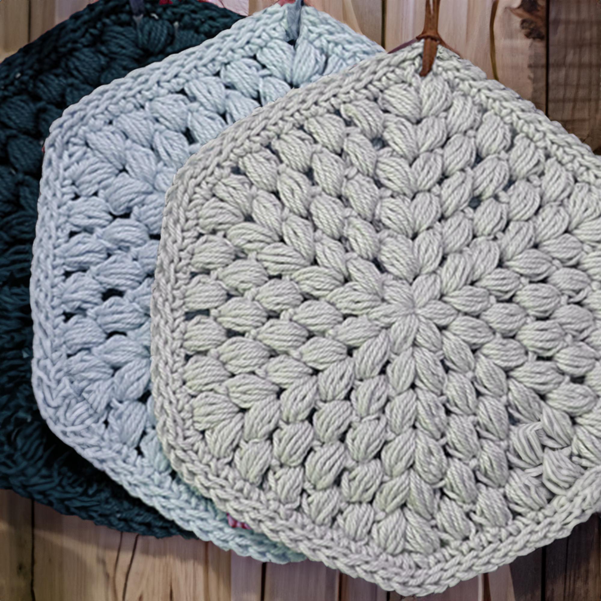 Elegant Puff Stitch Round Potholders