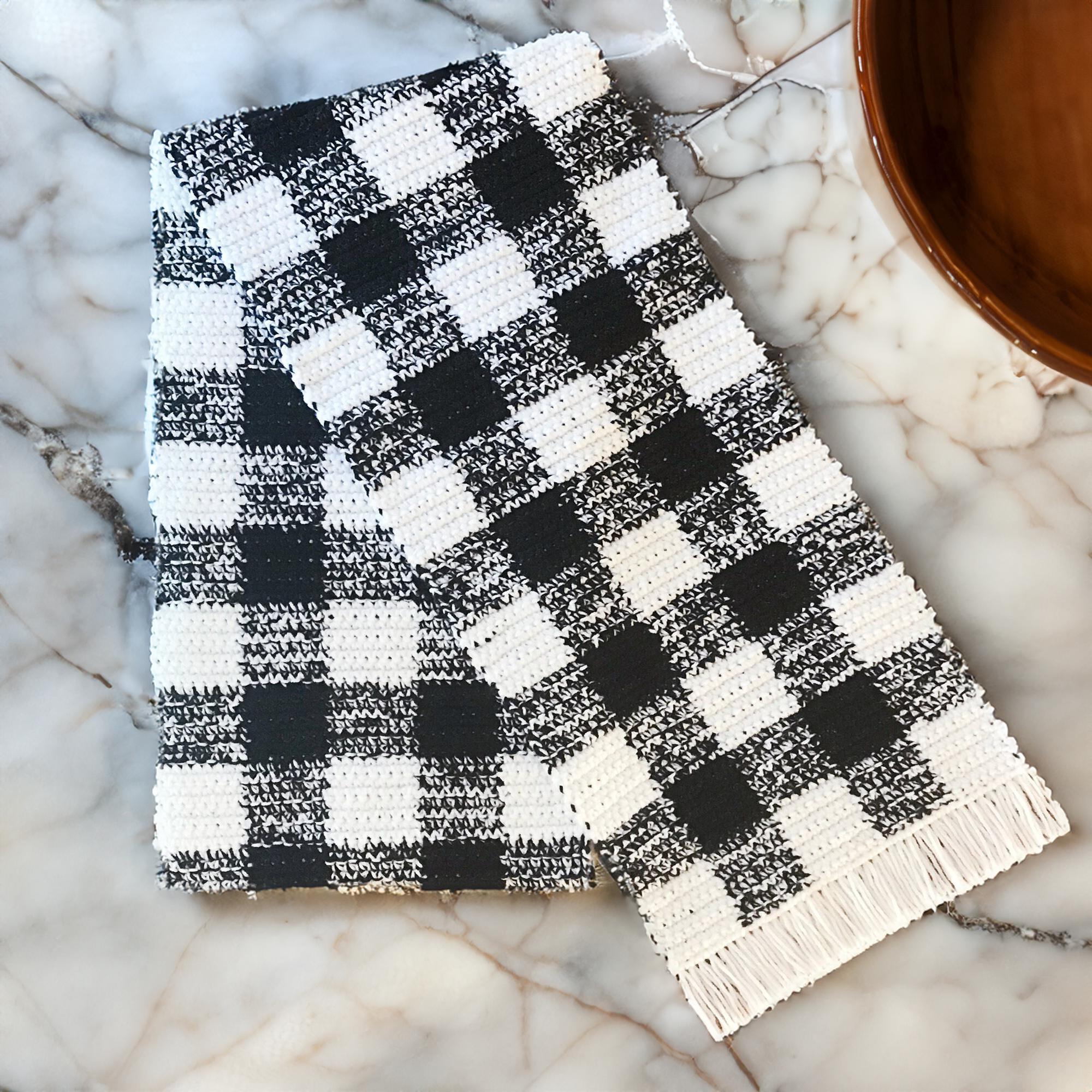 Monochrome Checkered Fringed Table Runner