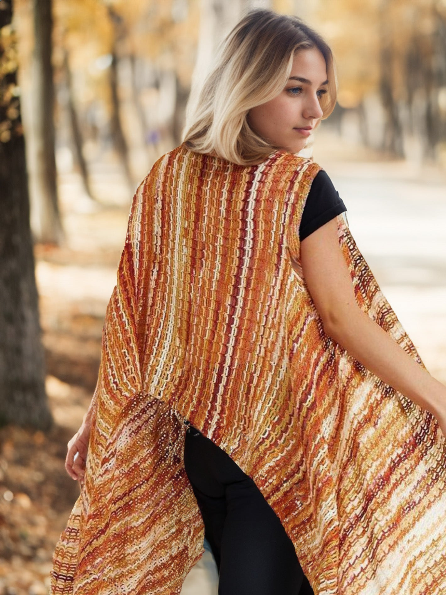 Platinum Cascade Knit Long Vest
