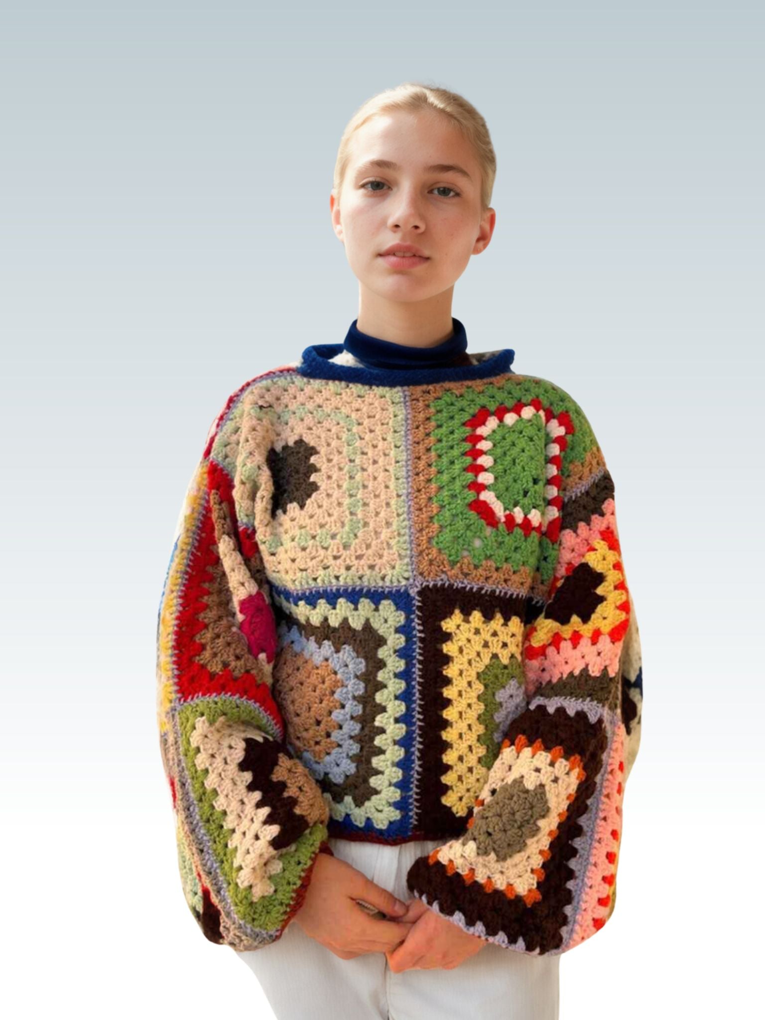 Bold Big Square Bell-Sleeved Sweater