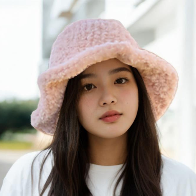 Soft Puffy Pink Bucket Hat