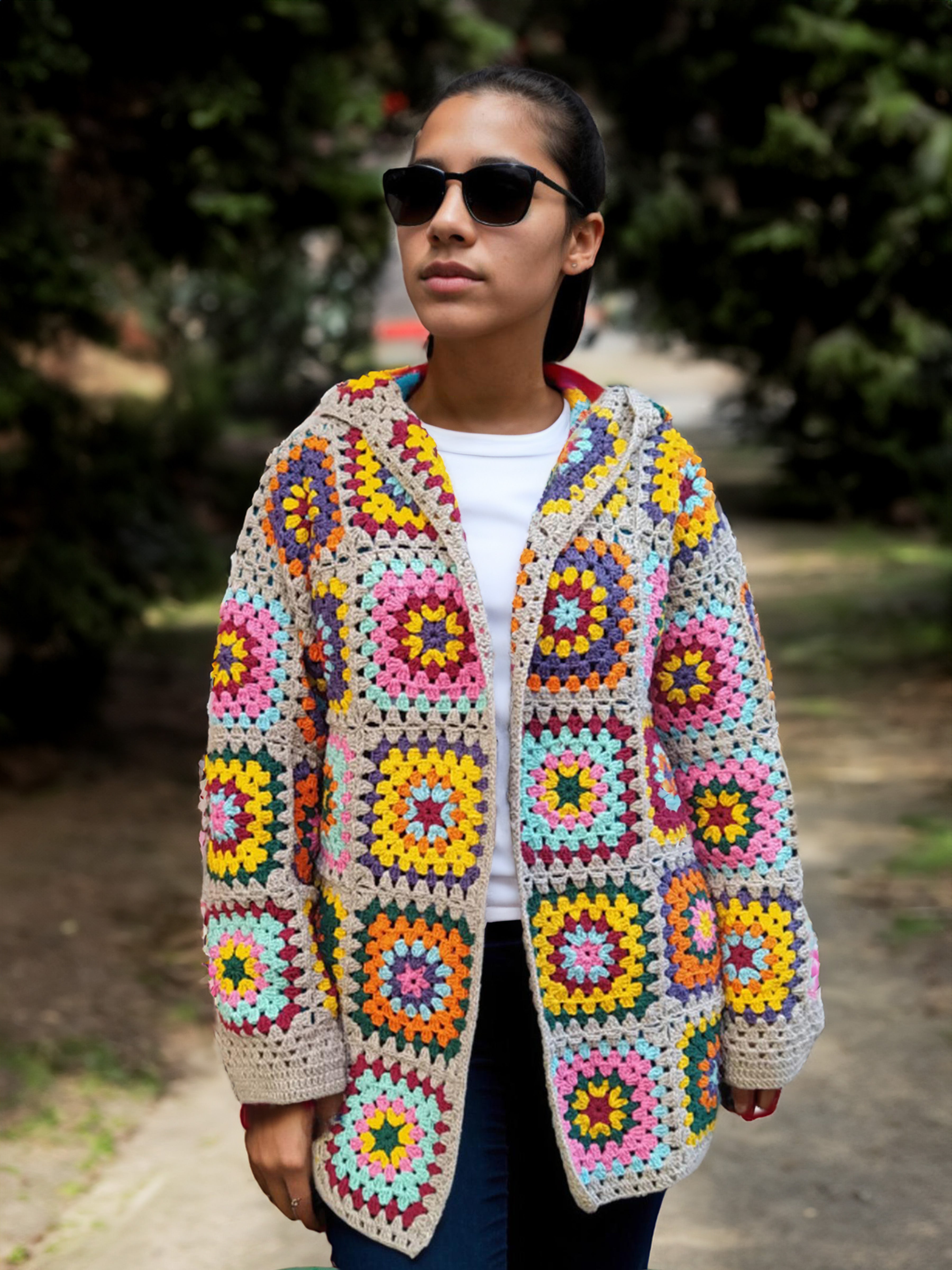 Bohemian Hooded Patchwork Cardigan