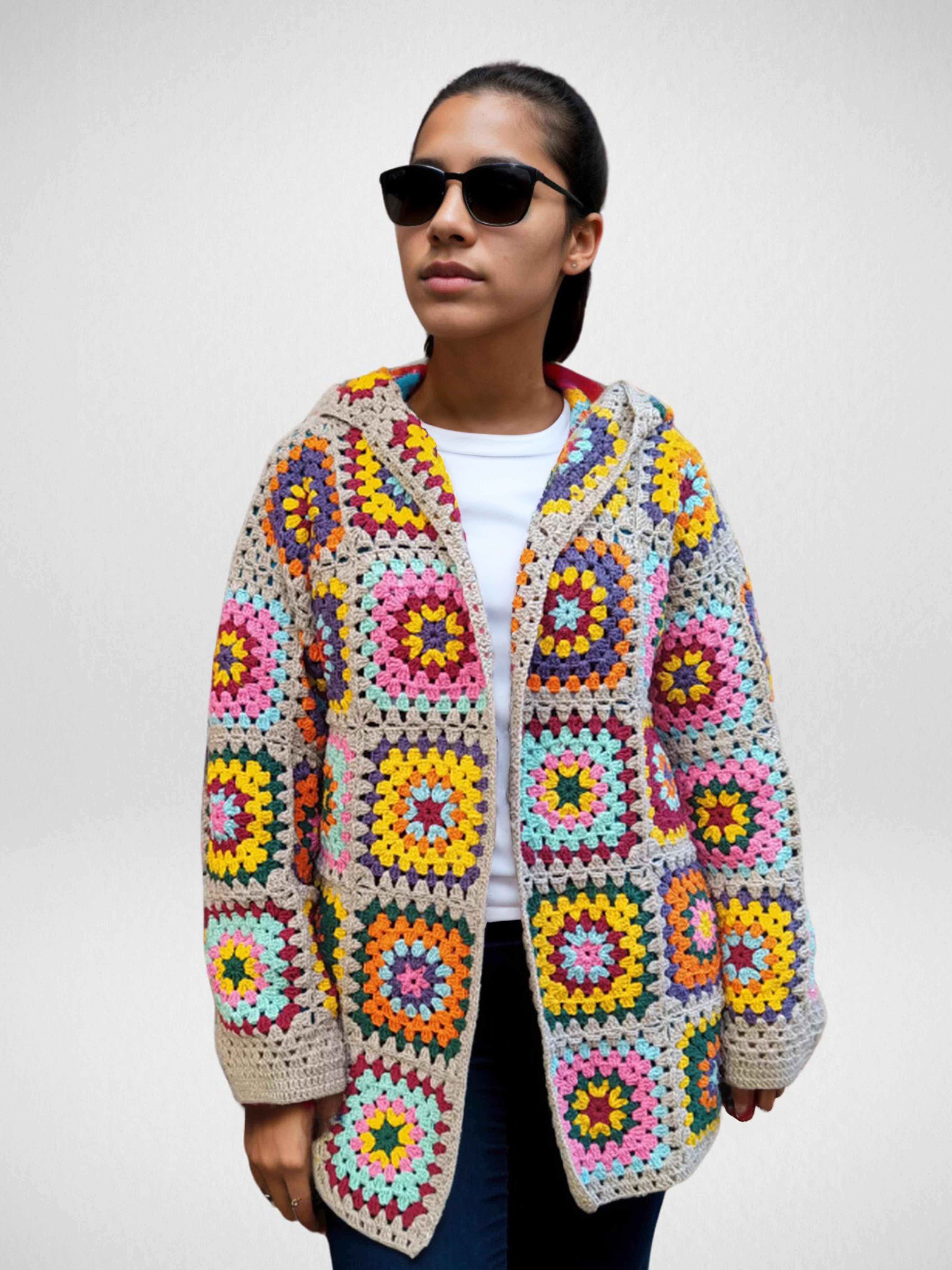 Bohemian Hooded Patchwork Cardigan